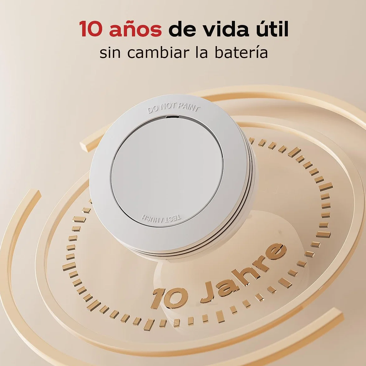 Safeliveo Detector de Humo,Alarma de Incendio autónoma, batería de 10 años, sin LED Intermitente, función de Silencio, 85 dB, con Almohadillas Adhesivas, Conforme a EN 14604, 3 Piezas