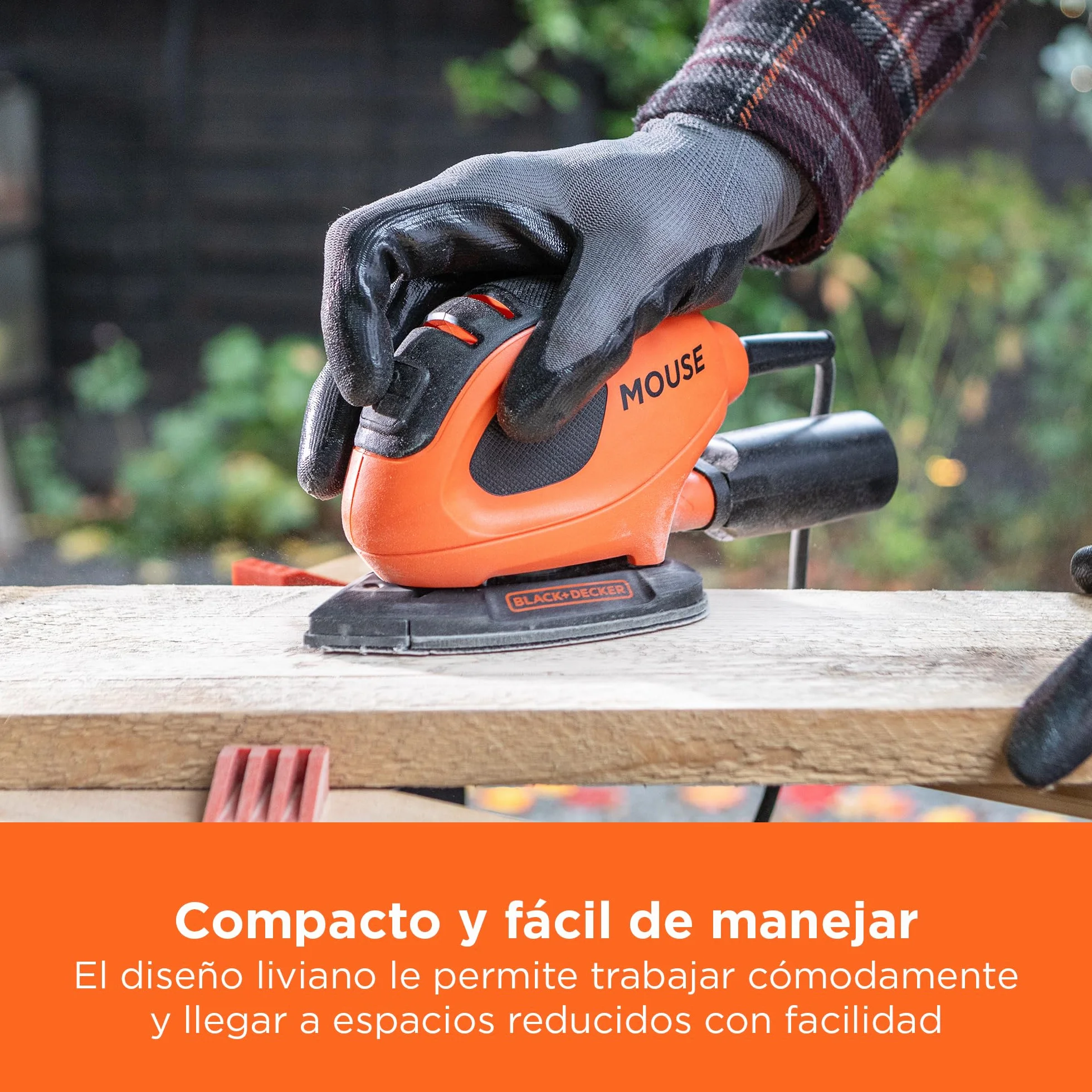 BLACK+DECKER Lijadora de Detalle Mouse 55 W, 11000 RPM, 1.5 mm Órbita, Velcro, 15 Accesorios, BEW230BC-QS