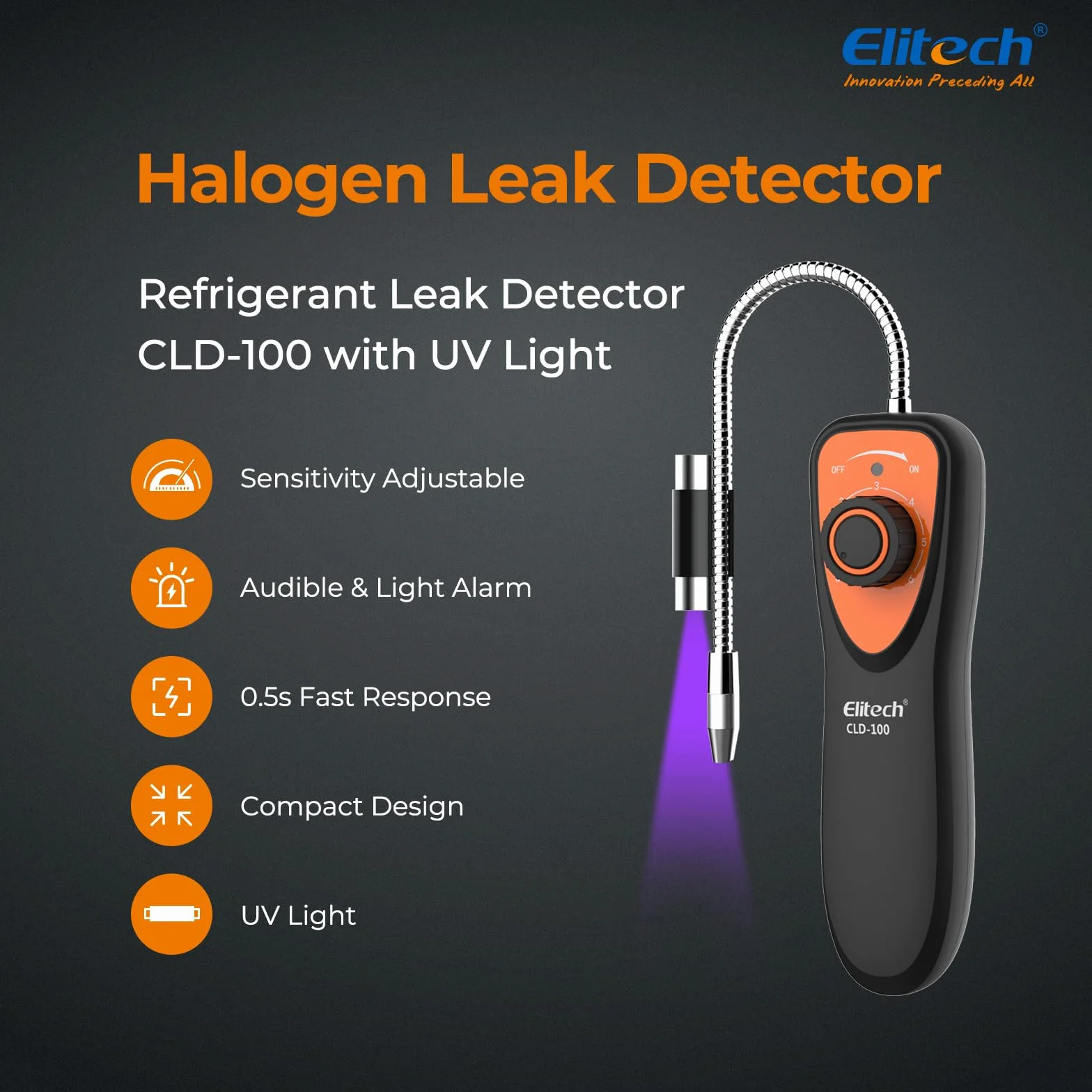 Detector de Fugas de Refrigerante para HVAC con LED UV, Apto para Aire Acondicionado Automotriz con R134A R410A R22 R1234YF, Detección de Freón,Detector de Fugas de Gas, CFCs HCFCs HFCs HFOs