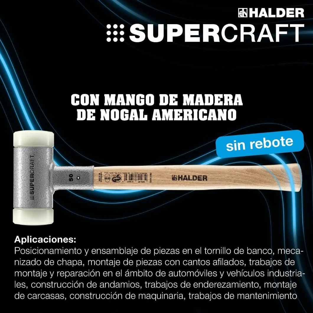 Halder 3366045 - Mazo de nailon con reductor de vibraciones, multicolor, 45 mm
