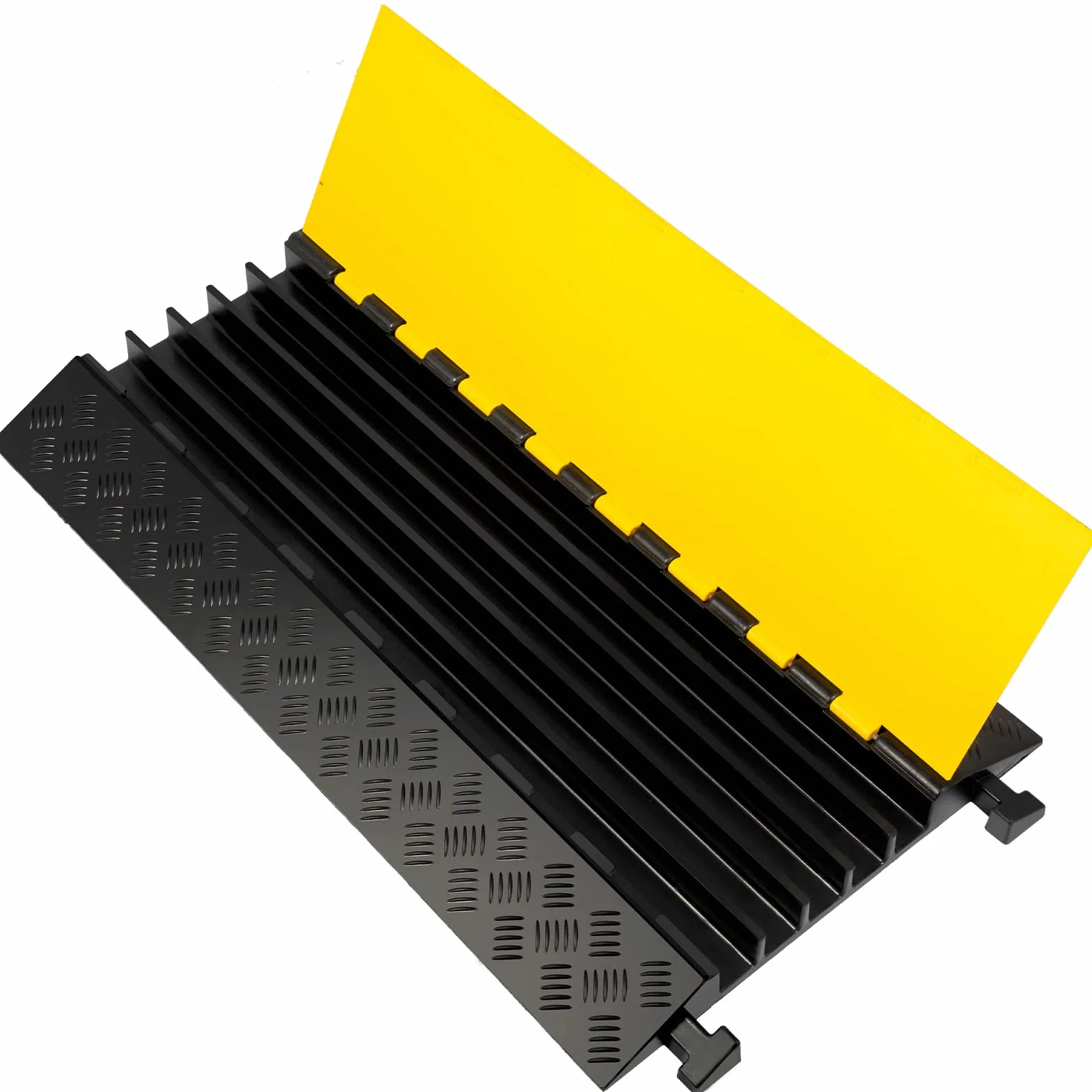 Happybuy Pasacables de Suelo para Proteger las Cables Protector de Cables Protector de Cubierta de Piso de Cables Exteriores Protector de Cubierta de Goma 5 canales
