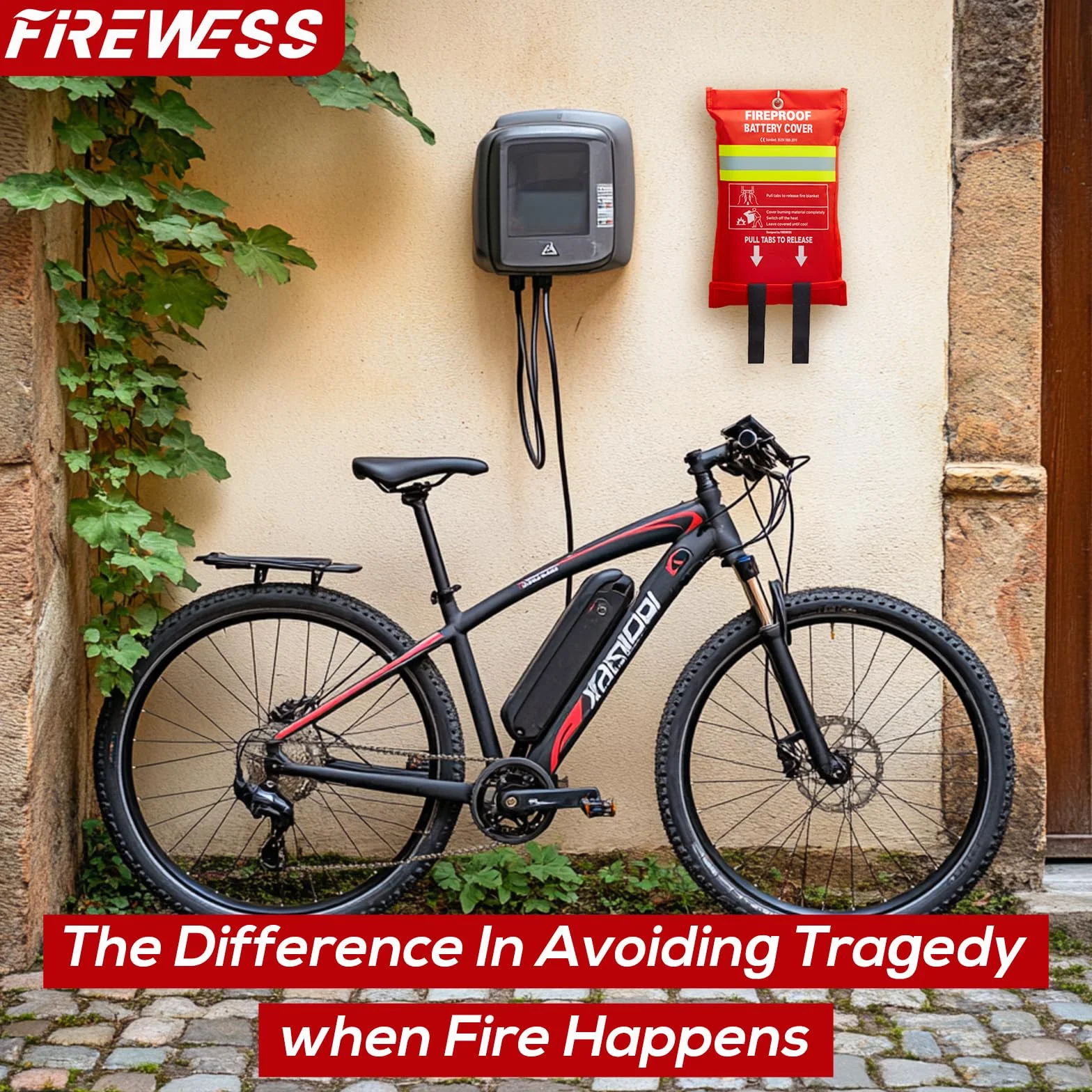 Manta Ignífuga, Manta de Fuego para scooter eléctrico y bicicleta eléctrica, de Emergencia contra Incendios, de batería de litio, 100x125cm