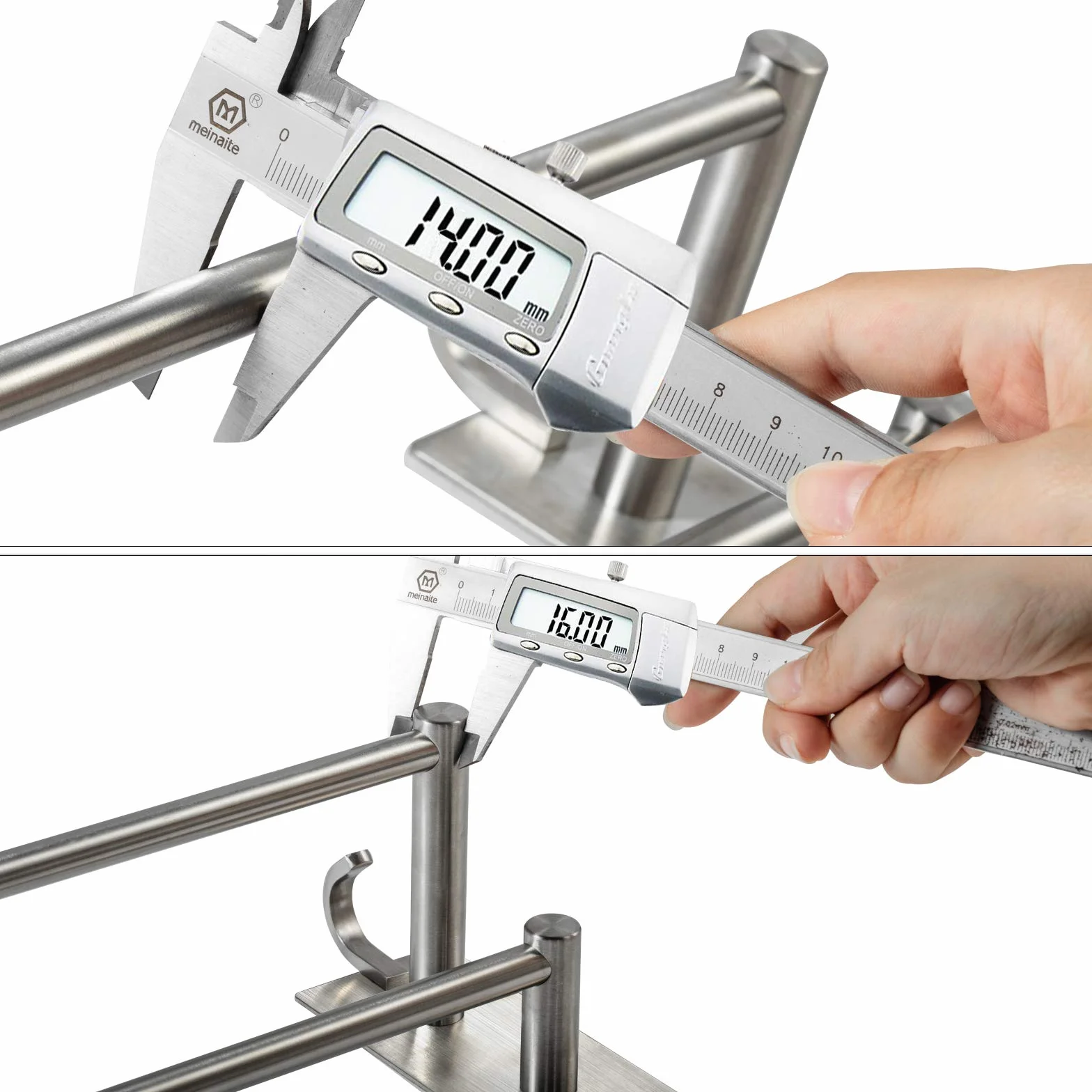 Toallero Sin Taladro Autoadhesivo Acero Inoxidable Cepillado 60 cm Doble Barra 2 Ganchos JS