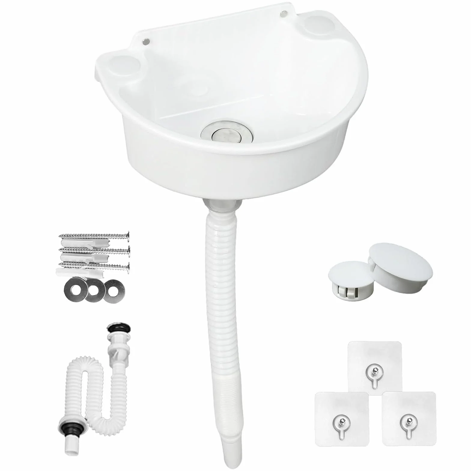 Lavabo de plástico con tubo y desagüe para jardín, garaje