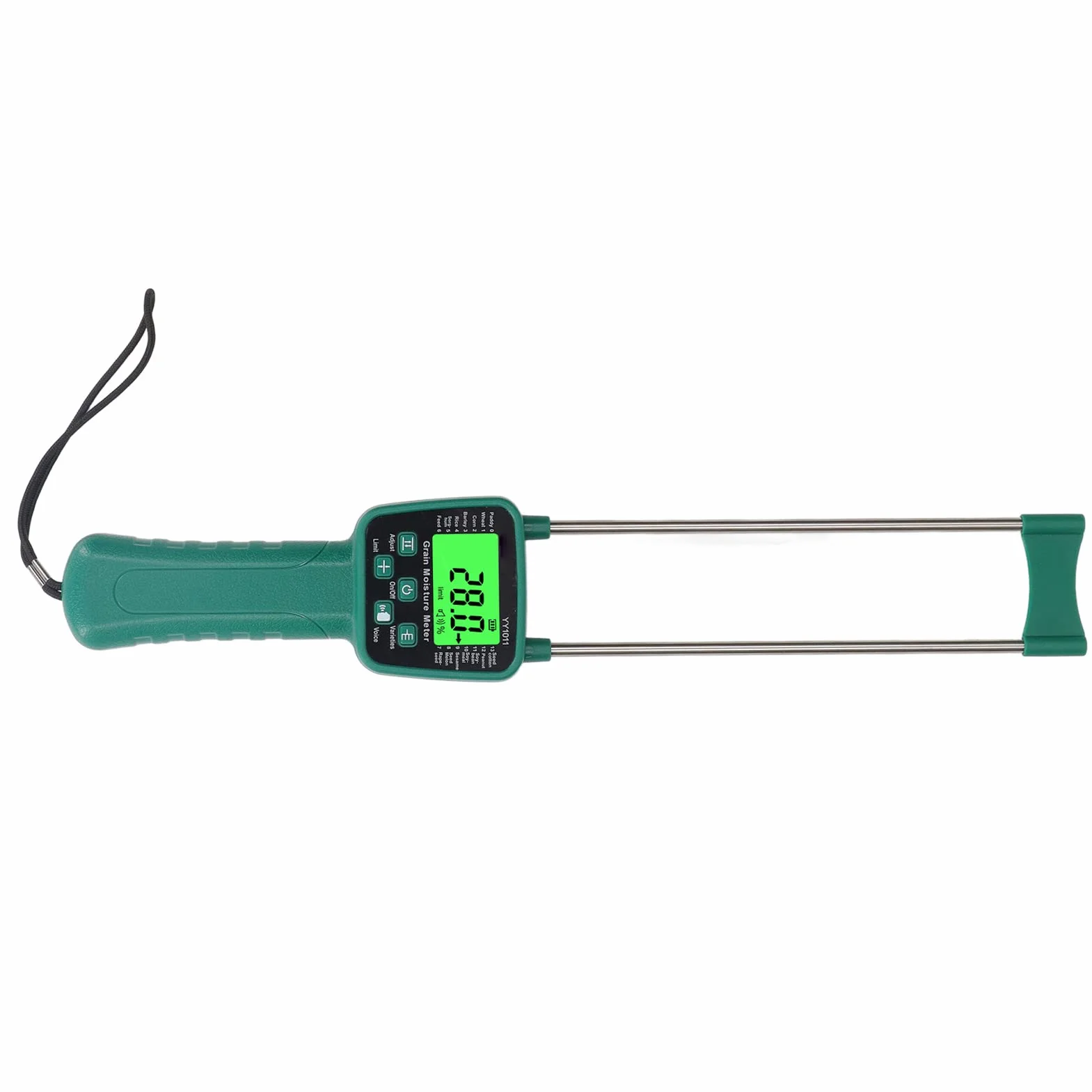 Medidor de Humedad de Granos, Pantalla LCD Clara Medidor de Humedad de Granos Portátil con Transmisión de Voz, Medidor Digital de Humedad de Fibra de Heno para Cereal Maíz Soja