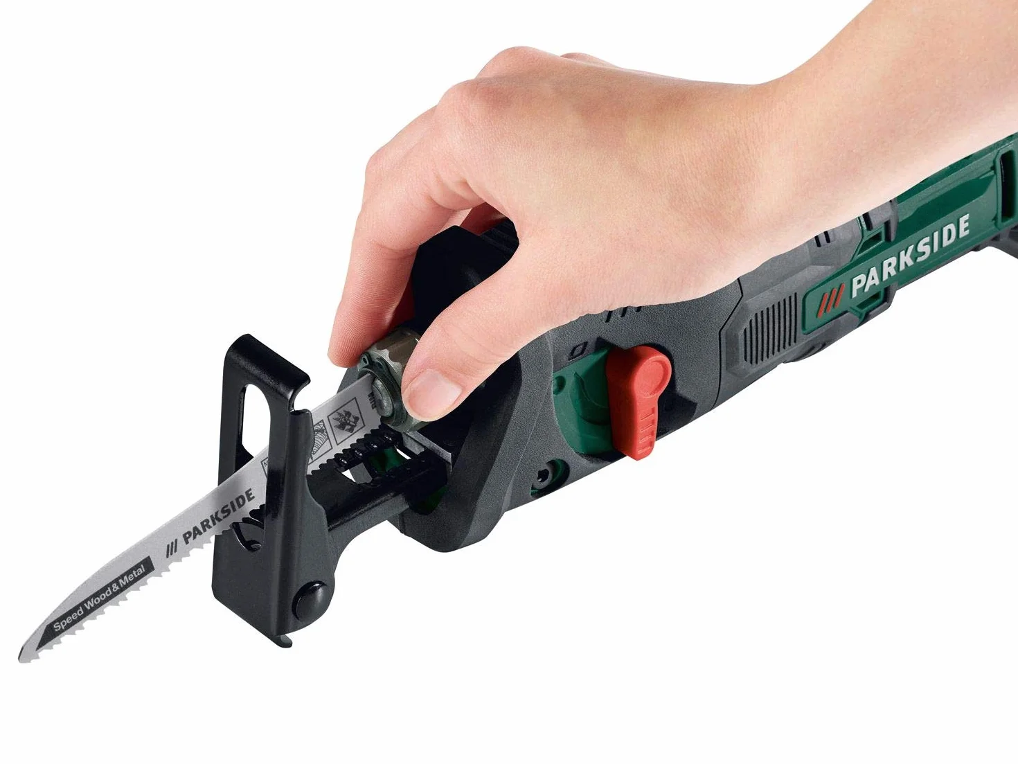 Parkside PSSA - Sierra sable de batería de 20 voltios, capacidad de corte de 100 mm, sin batería/cargador