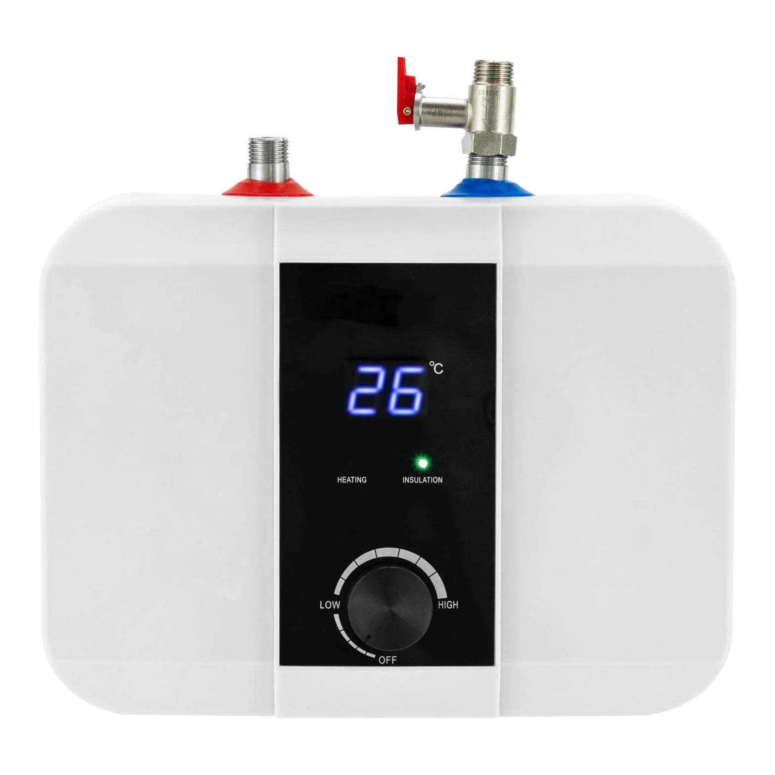 Calentador de agua de 6 L, 1500 W, 220 V, 0-65 ℃, pantalla digital LED, calentador de agua eléctrico, ideal para fregaderos de cocina, cuarto de baño