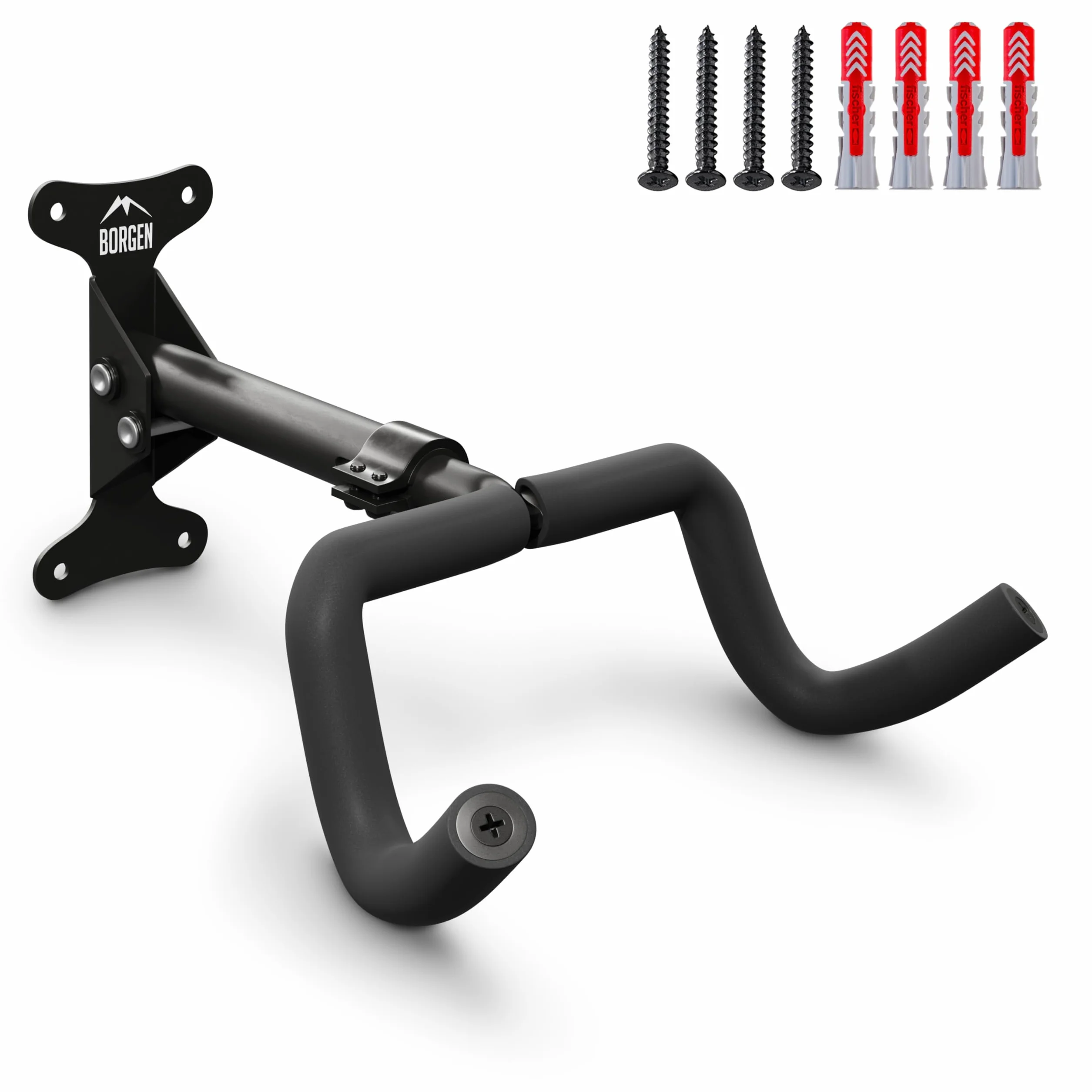 Borgen Soporte de Pared para Colgar Bicicletas - Ángulo y Distancia Ajustables, para Bicicleta de Carreras, Plegable, MTB - Acolchado Extra Suave