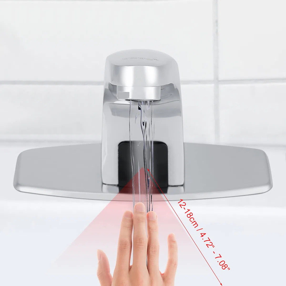 Grifo automático con sensor de infrarrojos, aleación de zinc duradera, latón, acabado cromado, caja de control, ideal para uso doméstico y comercial