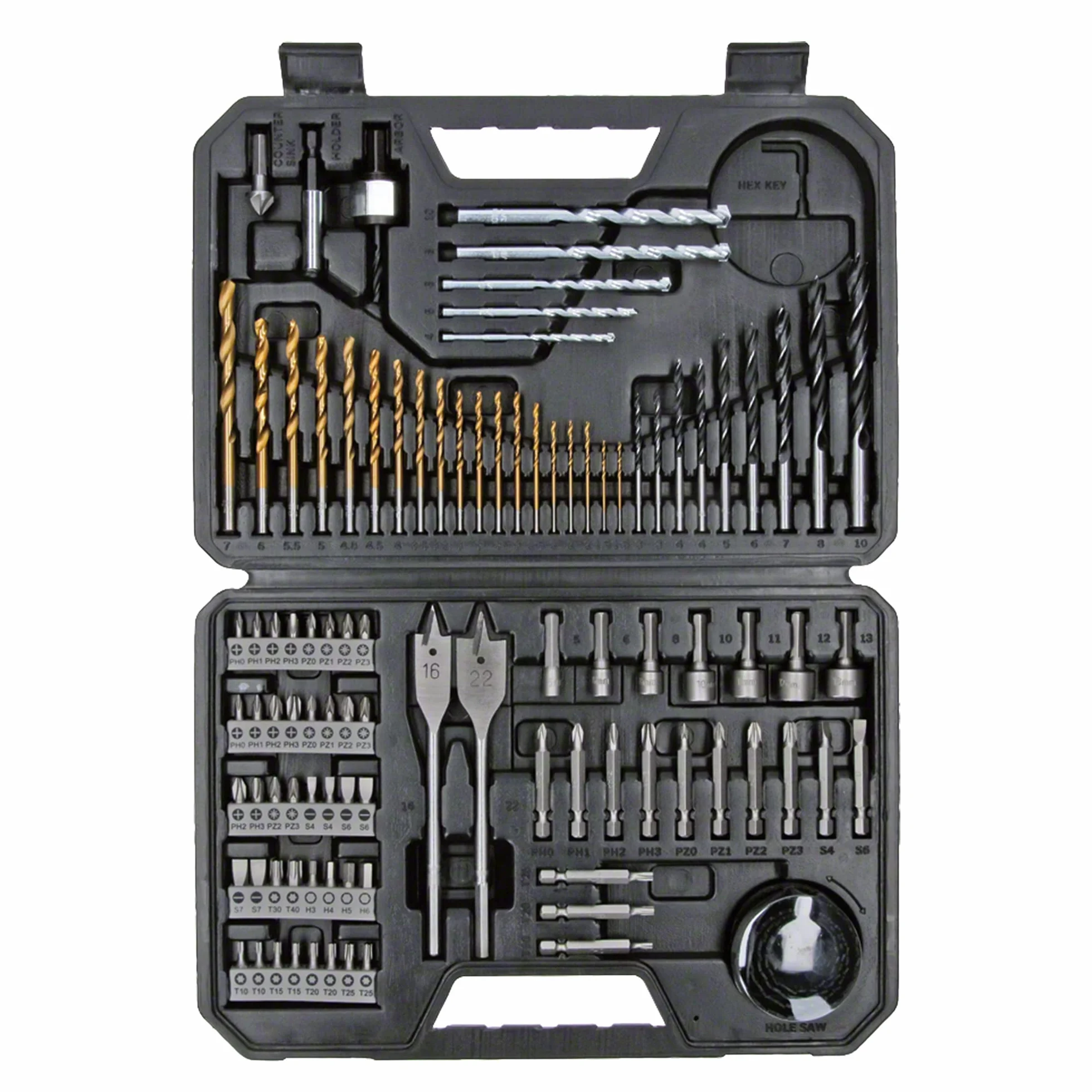 Bosch Juego de 103 piezas mixtas de brocas y puntas de atornillar de titanio (para madera, piedra, metal, para atornilladores y taladros)