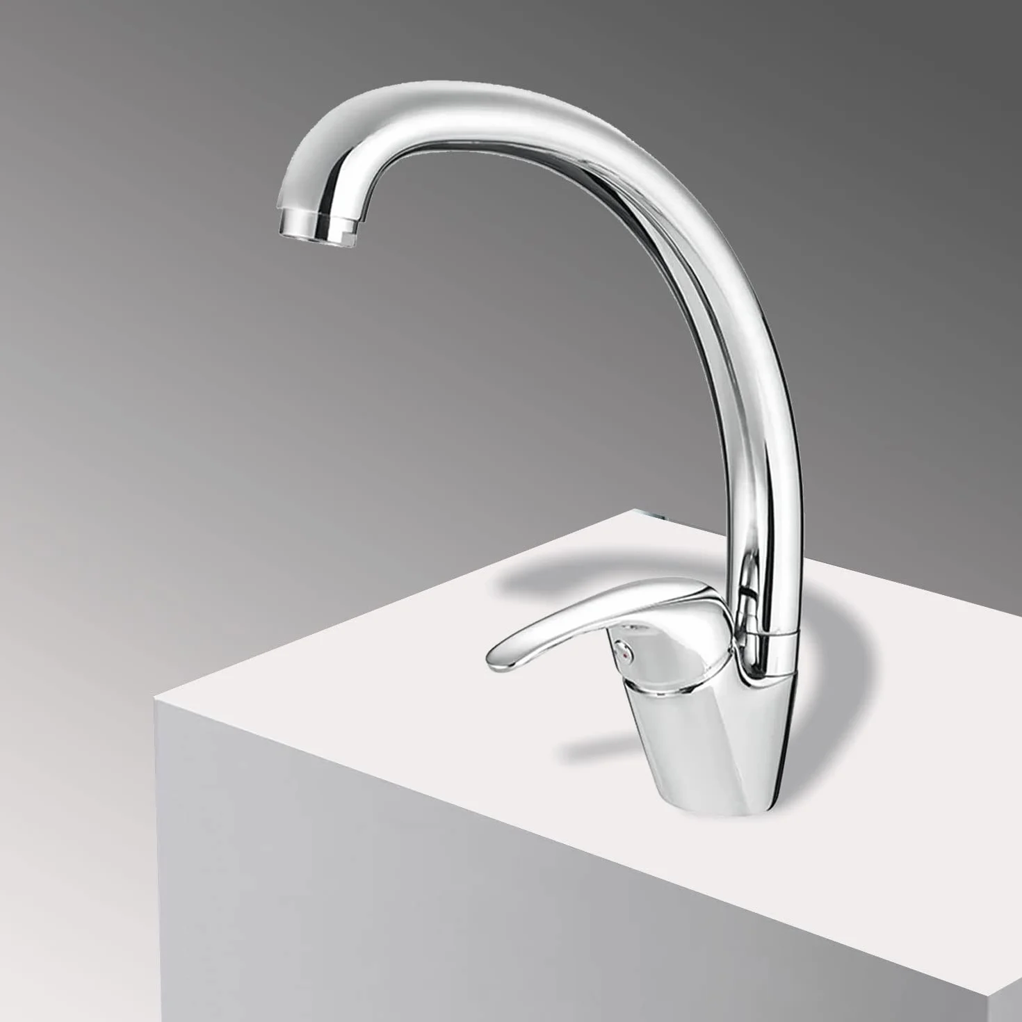 Grifo mezclador fregadero cocina cromo caño curvo con aireador kit montaje