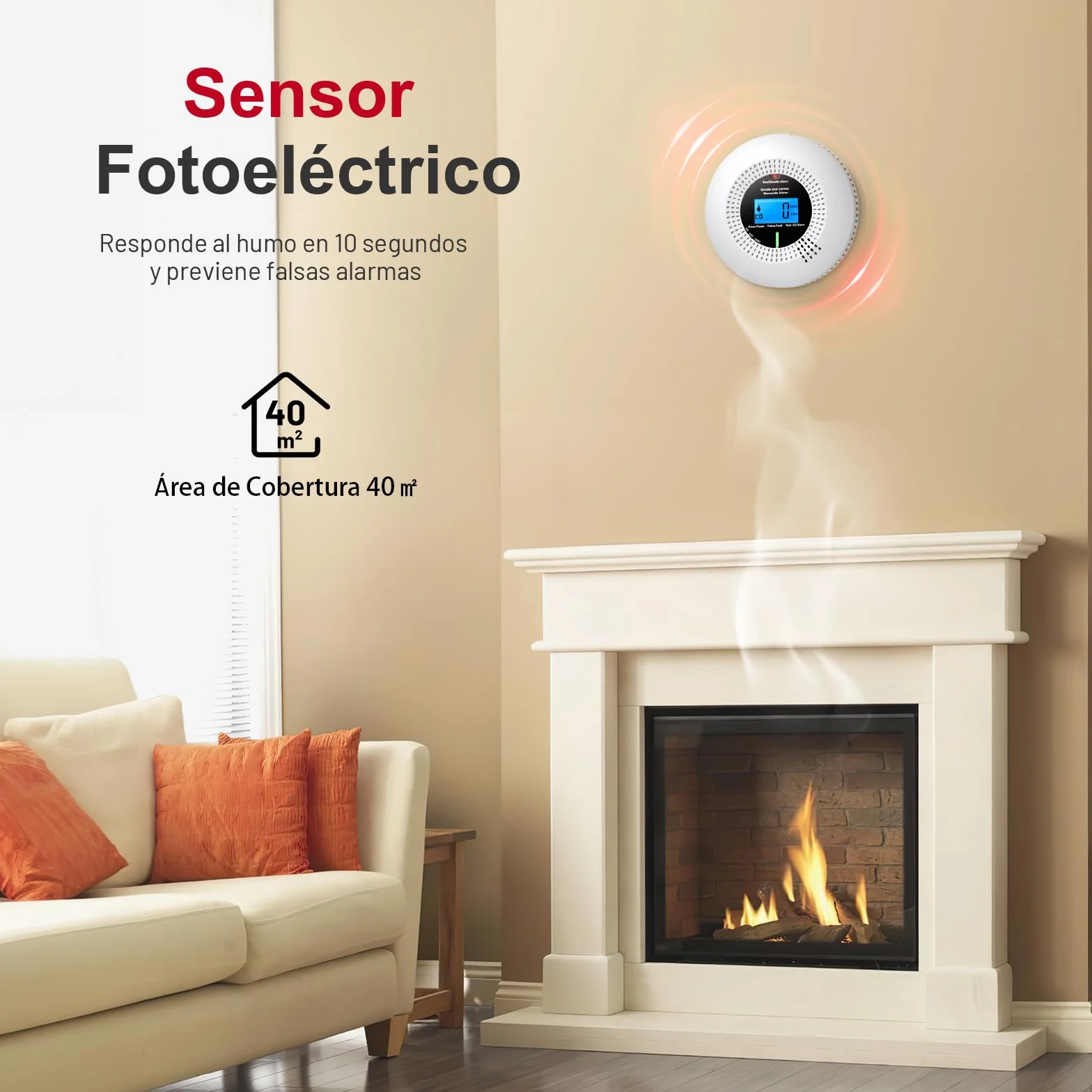 PHYSEN WiFi Detector de Humo y Monóxido de Carbono con 10 Años de Vida Útil y Batería Reemplazable, Detector Combinado Compatible con la App Tuya, Certificación Estándar EN14604 & EN50291, 1St