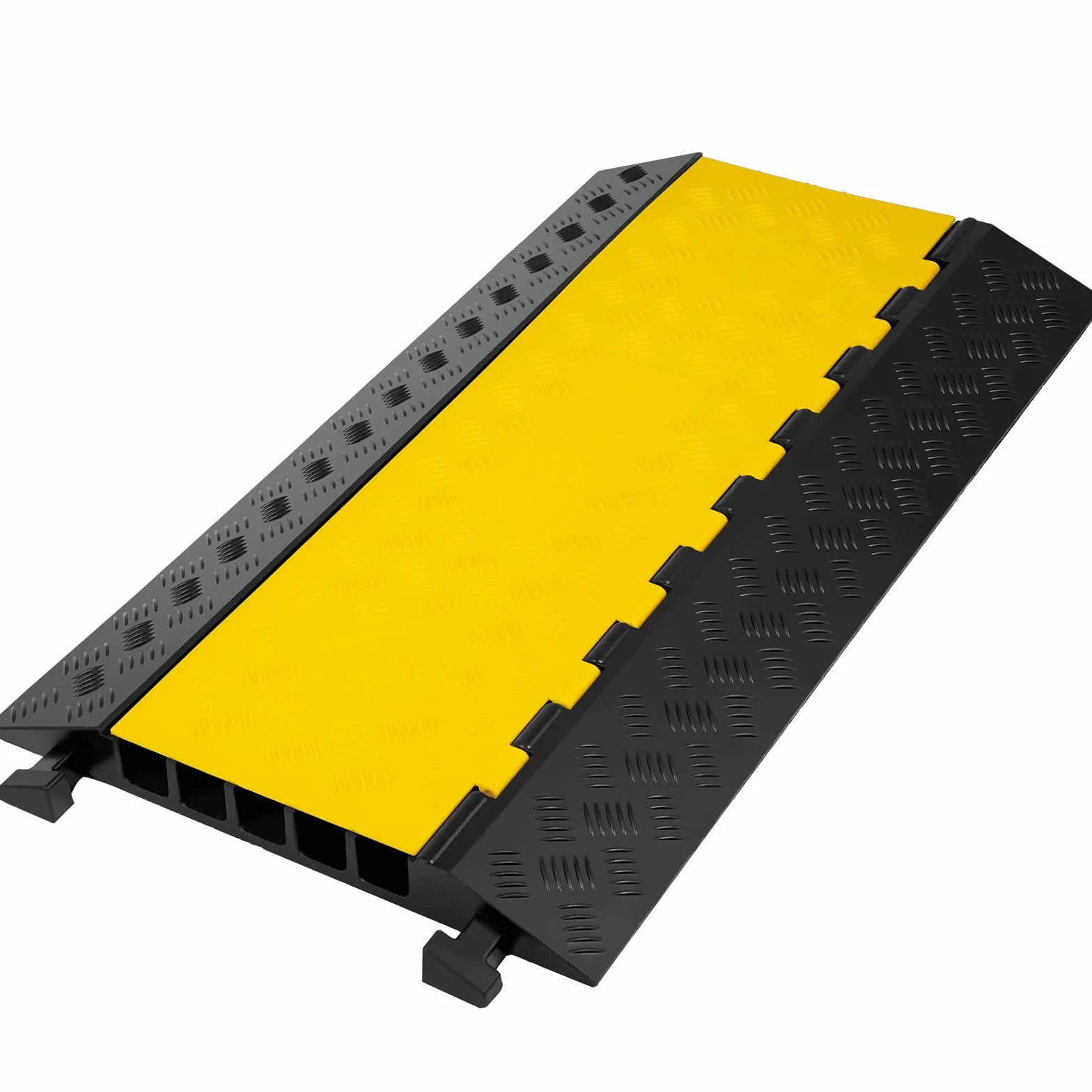 Happybuy Pasacables de Suelo para Proteger las Cables Protector de Cables Protector de Cubierta de Piso de Cables Exteriores Protector de Cubierta de Goma 5 canales