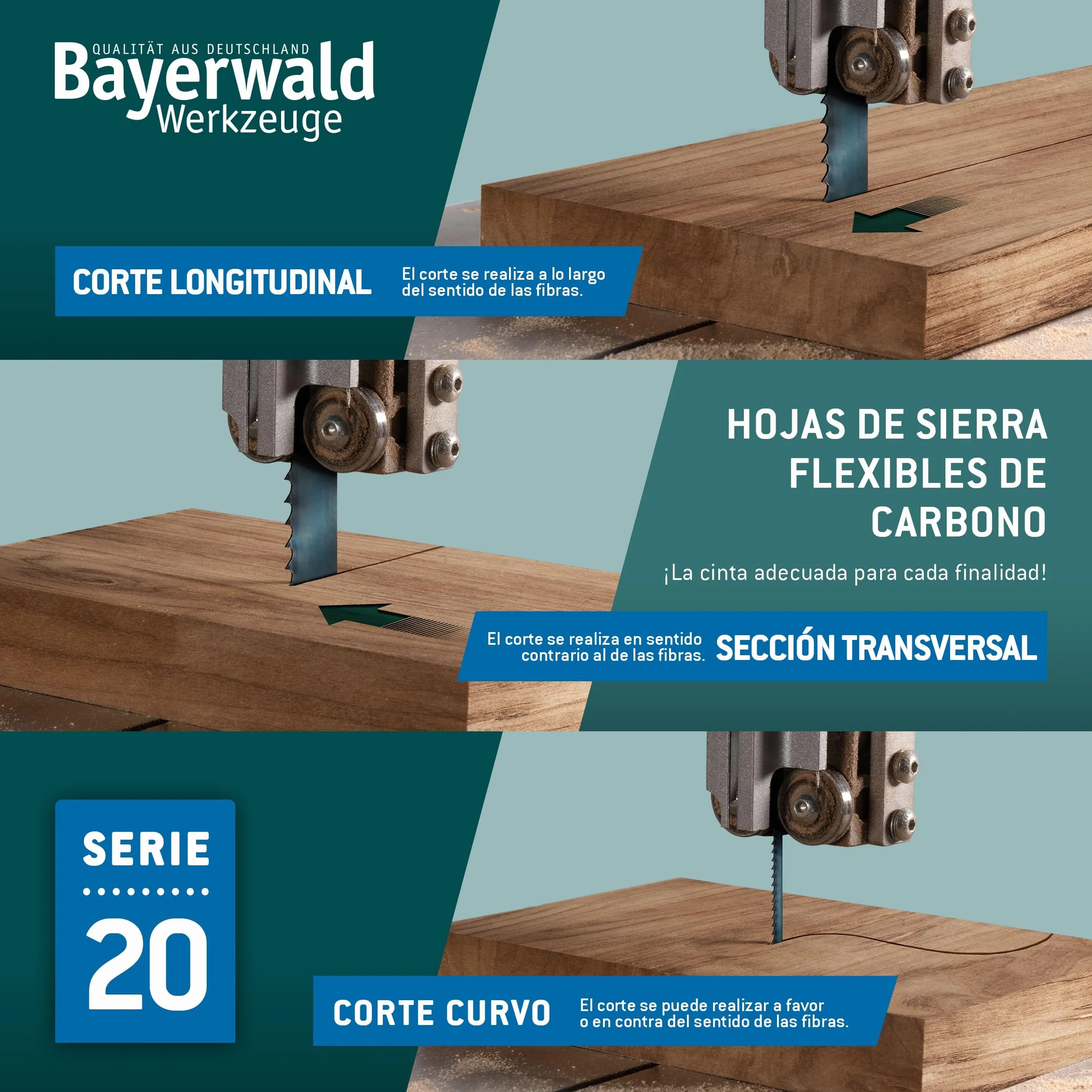 Bayerwald - Hoja de sierra de cinta de acero para herramientas (3380 x 6 x 0,5 x 6 mm, madera, metales no ferrosos, plástico, chapas finas/cinta de sierra apta para Elektra Beckum, Einhell, Metabo