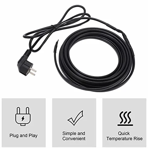 Cable Calefactor para Tuberías Cable Calefactado a Prueba de 5 Metros Autorregulable con Enchufe para Protección contra Heladas en Invierno
