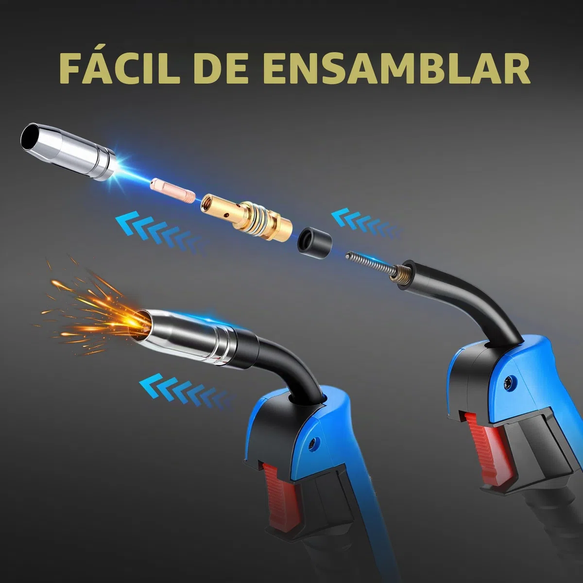Antorcha soldadura hilo MIG MAG 15AK de 5 M con Juego de 22 Accesorios para antorcha MIG, con Conector Europeo, 180A para Soldadura CO₂/Argón en Taller e Industria