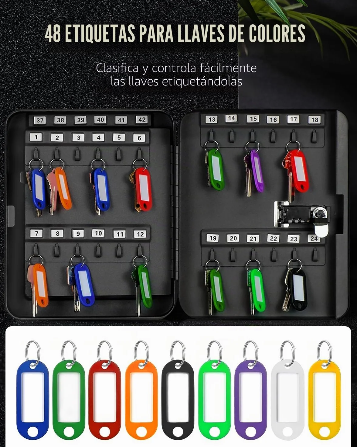 Uniclife Caja Fuerte de Seguridad 48 Llaves Cerradura Combinación Acero Negro