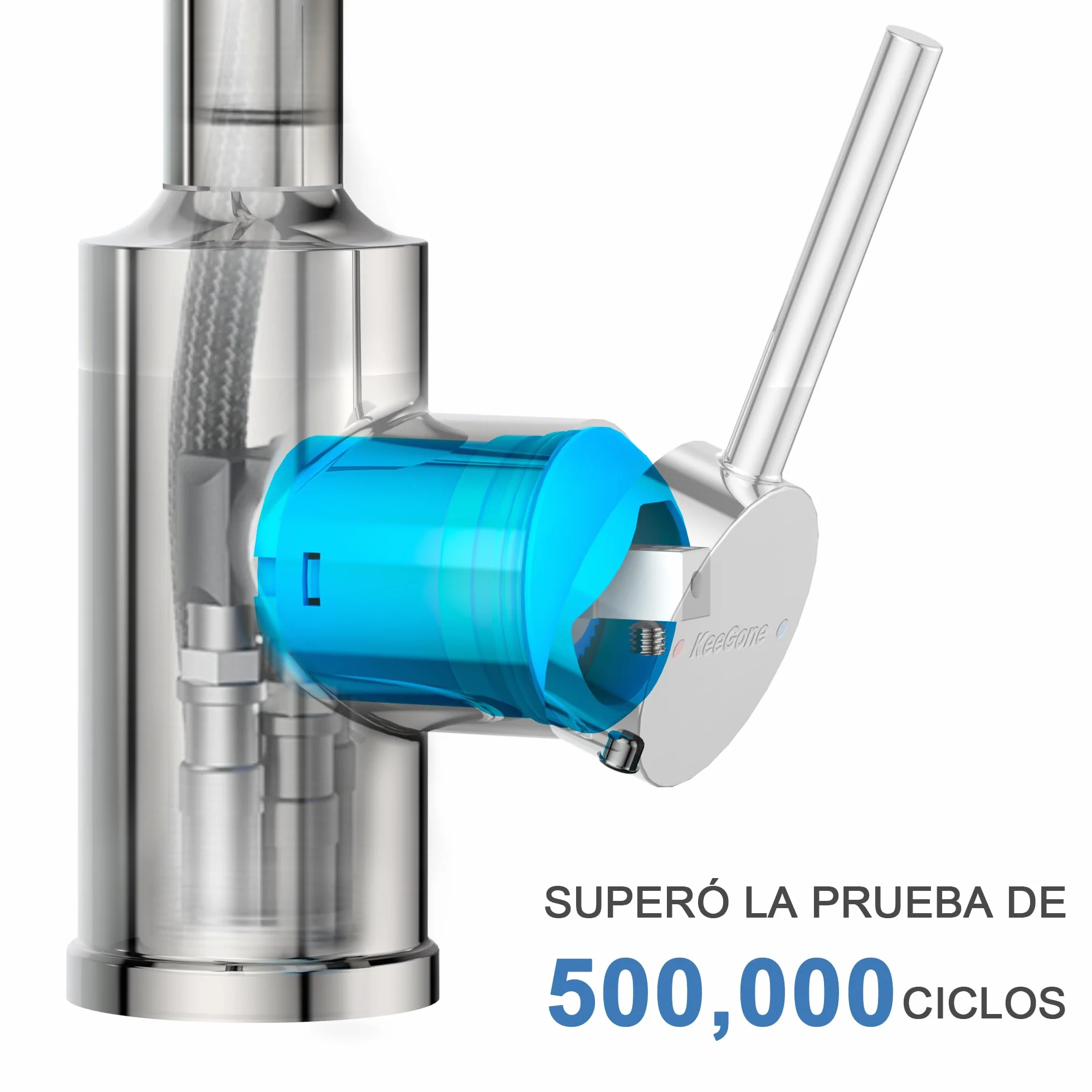 Grifo de Lavabo, Mezclador Monomando de Baño Alto, Caño Giratorio 360°, Acero Inoxidable con Mezclador de Agua Fría y Caliente, Aireador Extraíble, Acabado Cromo