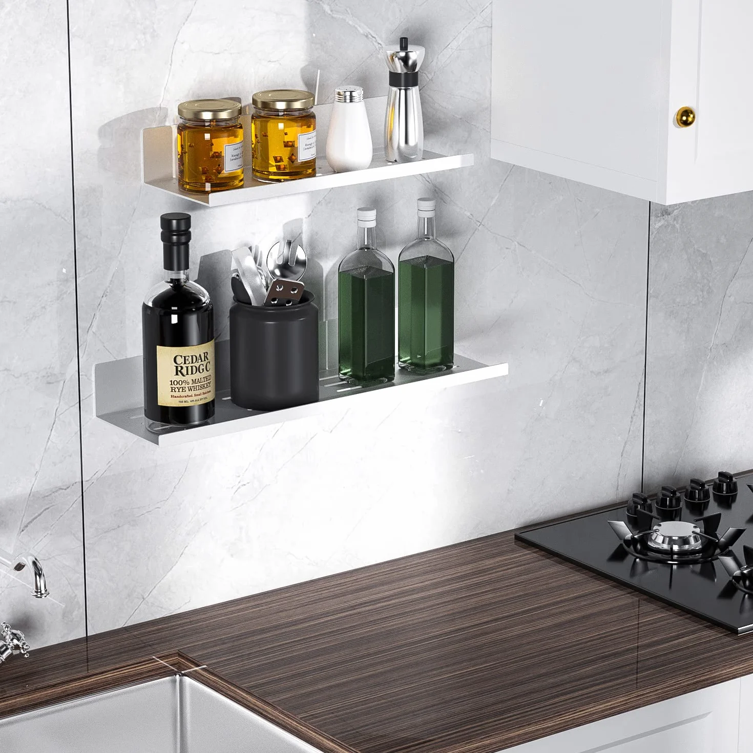 Estante de Ducha Autoadhesivo Sin Taladrar - Juego de 2 Estantes de Aluminio para Baño