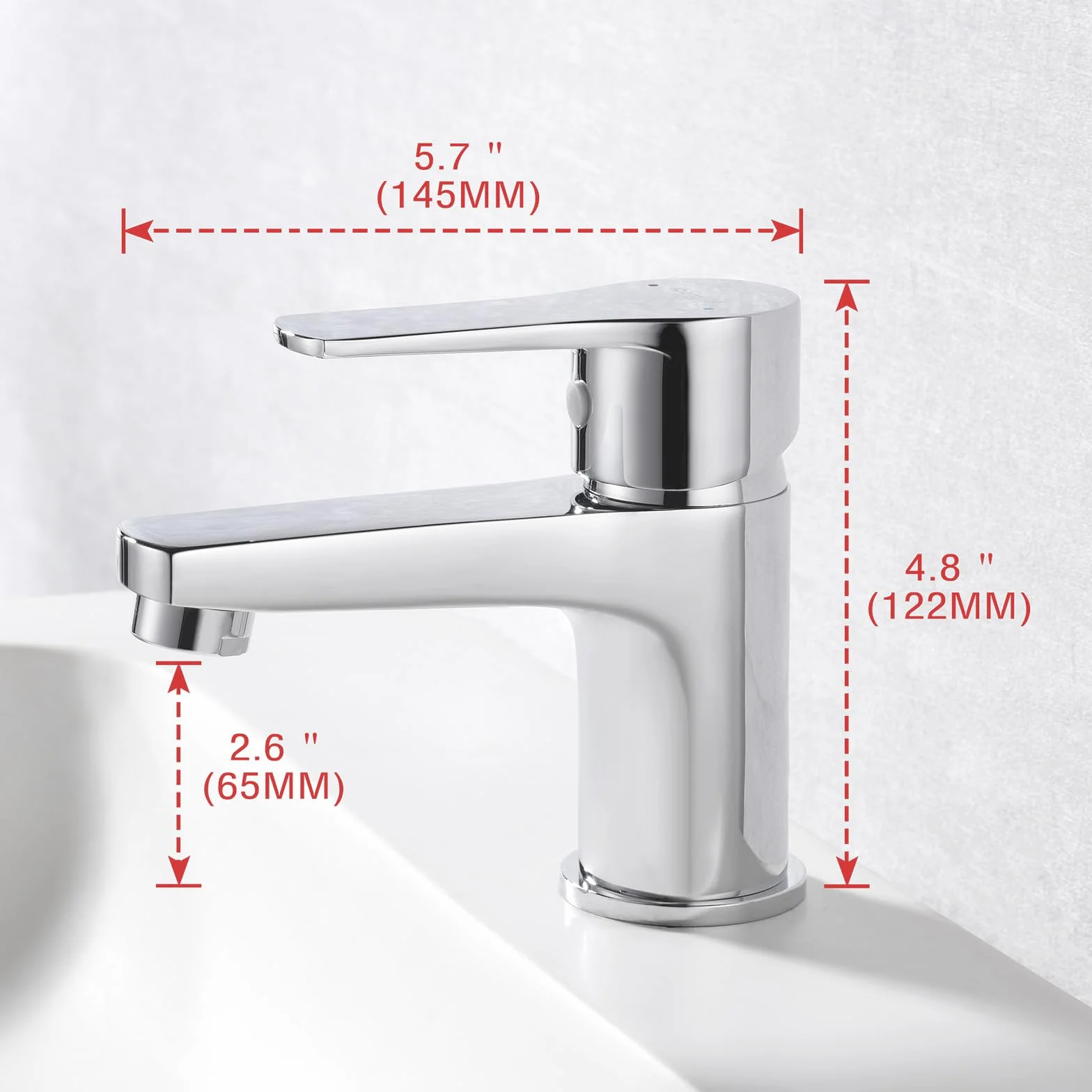 Ibergrif M11057 Grifo de Lavabo Pequeño, Monomando para Aseo y Camper, Mezclador de Baño Bajo (Altura 65 mm), Latón Cromado, Ahorro de Agua, Conexión G3/8″, Plata