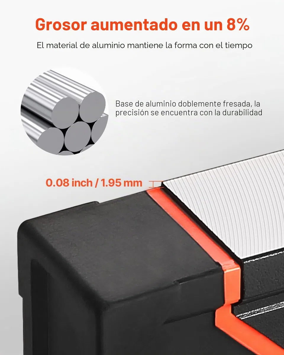 VEVOR Nivel de Torpedo 4 Piezas 250/400/600/1200 mm Regla de Viales de Burbujas con Luz Fluorescente para 45/90/180 grados Niveladora Magnética de Aleación de Aluminio, Solo 1200 mm Tiene Imán