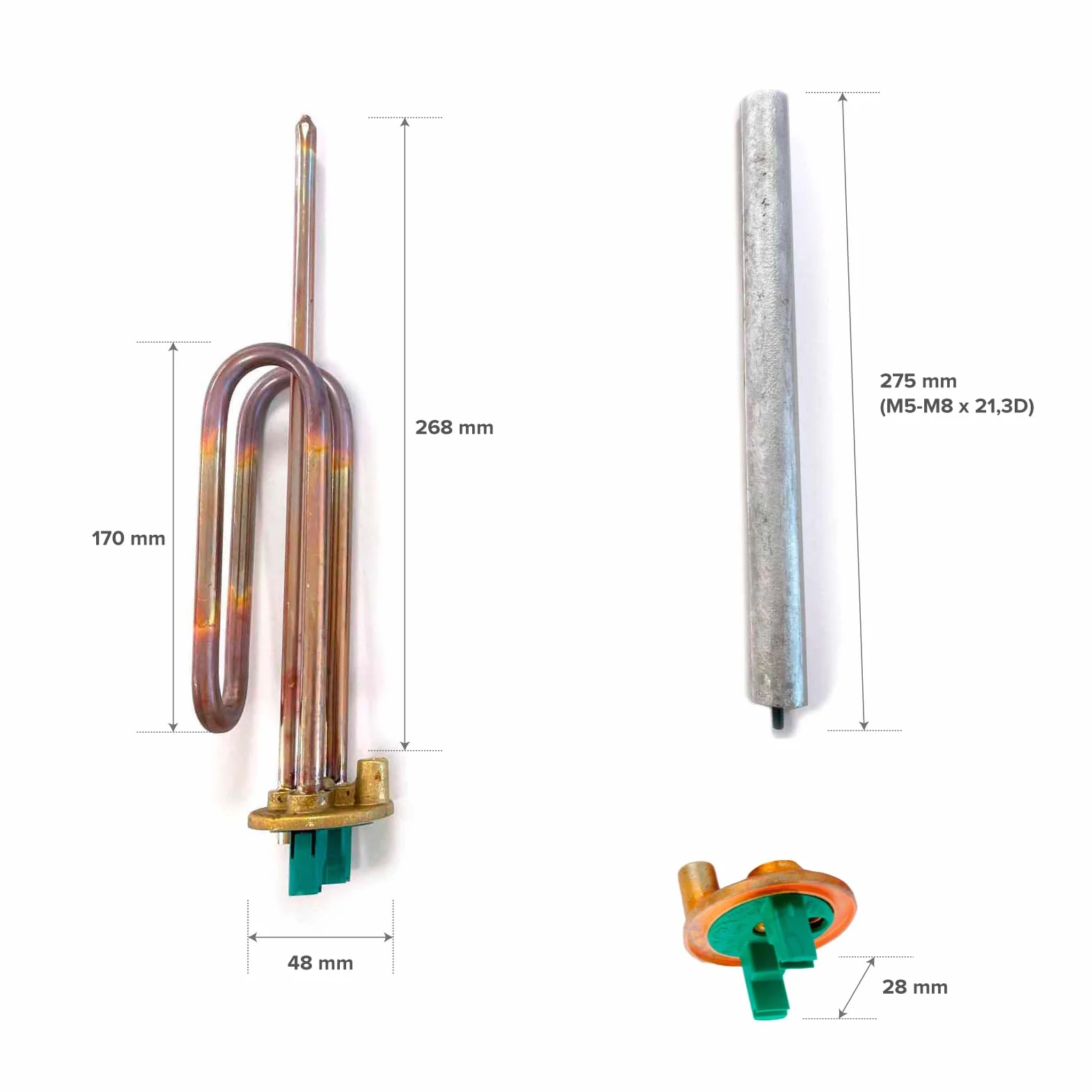 Ariston - Accesorio para Calentador de Agua Electrico, Kit Reparación para Termo Electrico Varias Marcas con Resistencia Eléctrica Curva (1500 W) + Ánodo Magnesio + Junta de Goma + Tornillo Fijación