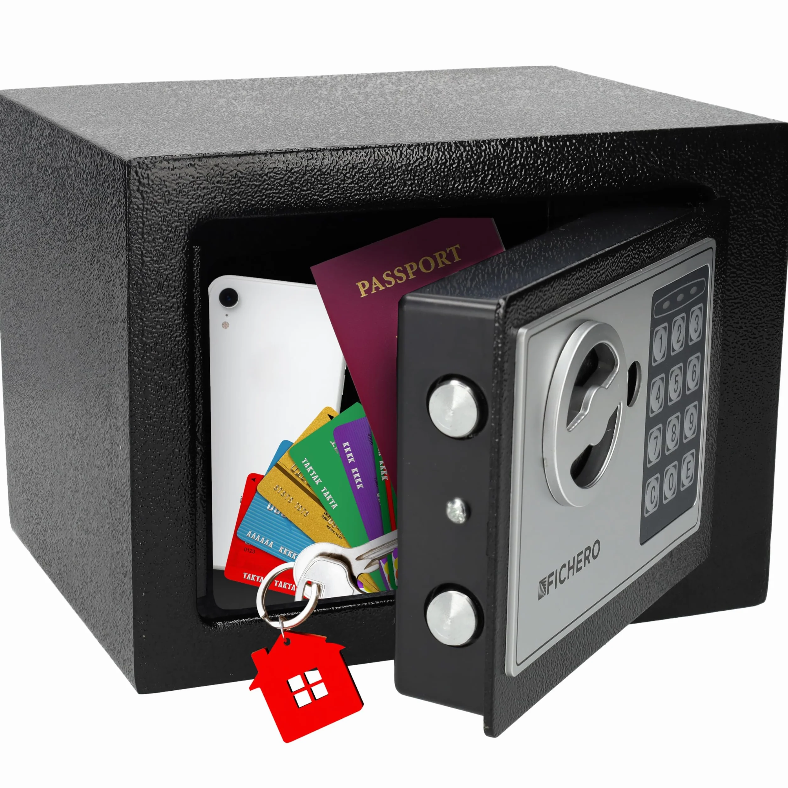 Silvergear Caja Fuerte Pequeña con Código, Cofre Electrónico Cerradura Digital, Acero 17x23x17cm Negro