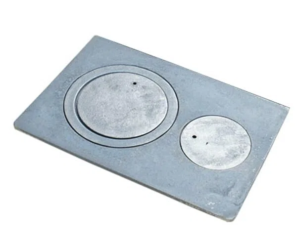 SEZAM Placa de fundición para horno con 2 agujeros 40x27cm placa de carbón placa de chimenea hierro fundido gris hierro fundido