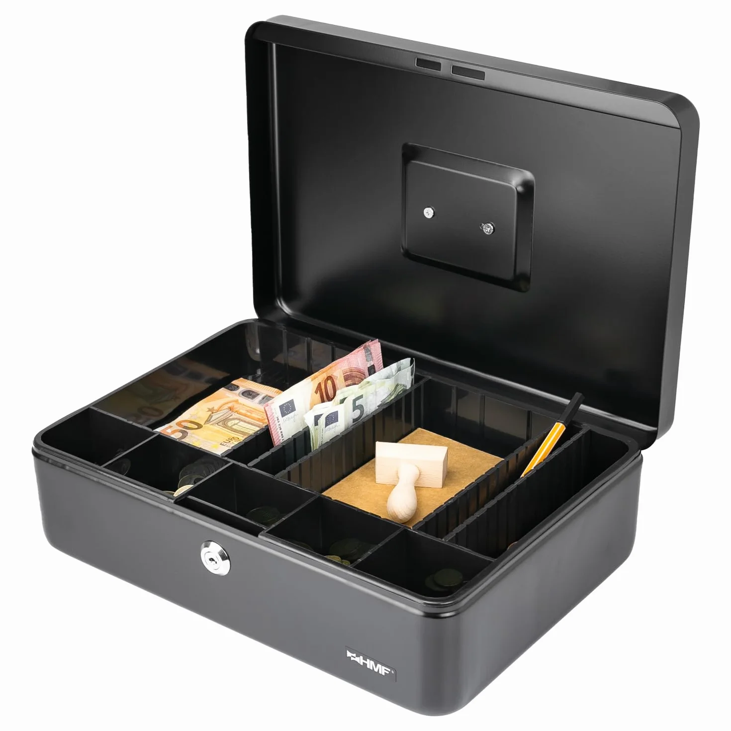HMF 22036-02 Caja de Caudales, Bandeja para División Individual, 36 x 25 x 11 cm, negro
