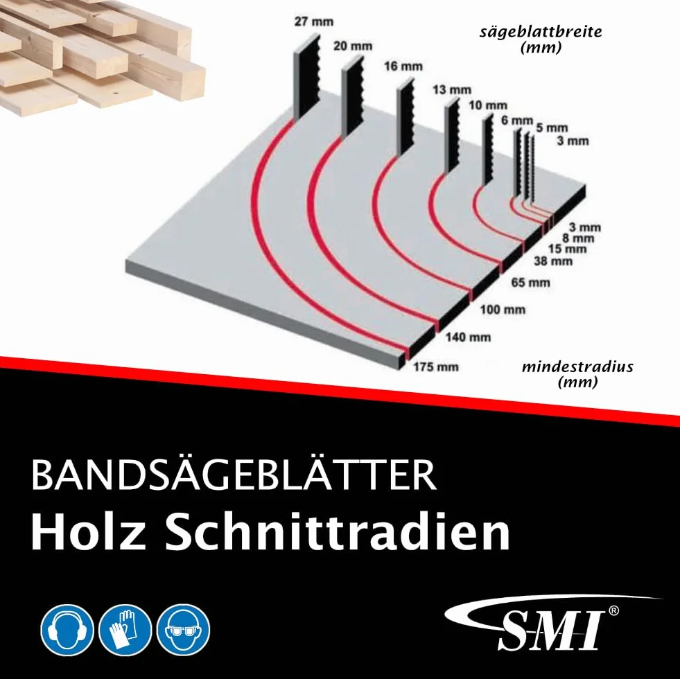 SMI 5er SET Hoja de sierra de banda para madera 1400 x 6 x 0,65 mm 6 dientes por pulgada Atika Westfalia CMI Einhell TC-SB 200/1 Einhell BM 200 Banda de sierra