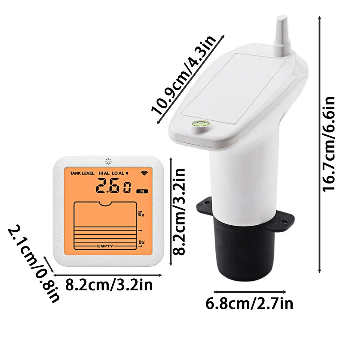 Monitor De Nivel para Tanque De Agua,Detector Ultrasónico para Pozos - Medidor Multifunción con Pantalla Digital para Depósitos y Hogar