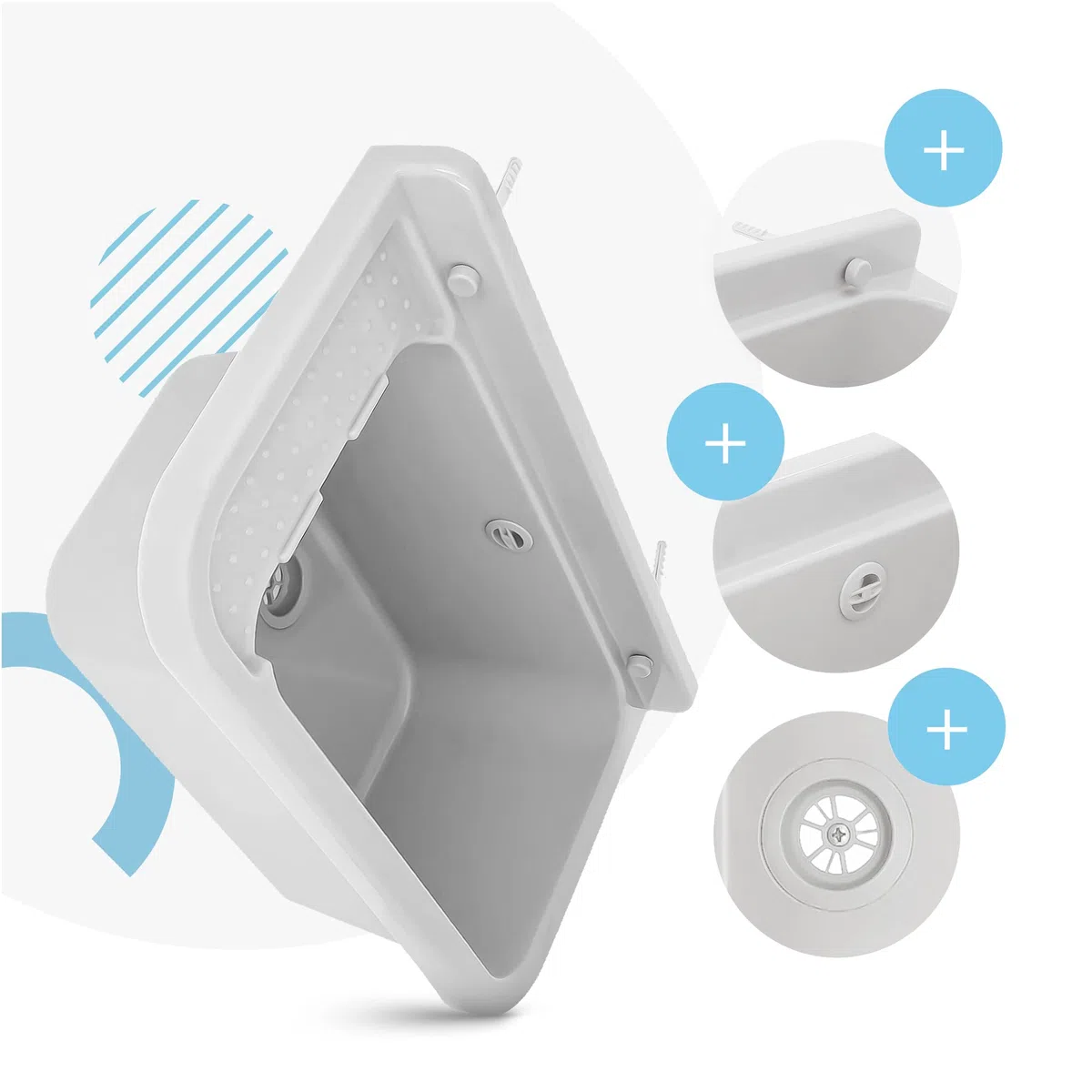 Lavabo de Cámara Estante Fregadero Industrial Profunda Lavadero Exterior Comercial Lavamanos Jardín Garaje Lavandería Baños Fábrica 50 x 34 x 21 cm Blanco