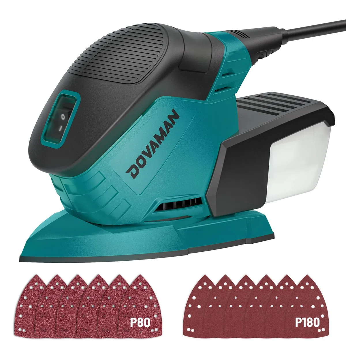 DOVAMAN L5 APEX Lijadora Madera 130 W, 12,000 RPM Lijadora Eléctrica Con Recolección de Polvo Eficiente, 12 Hojas de Lija, Ideal para Madera, Metal y Muebles