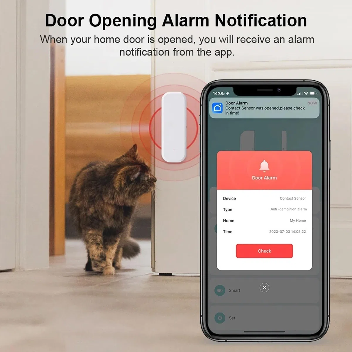 Sensor de Puerta WiFi, 10 Piezas Sensor De Contacto De Ventana Inteligente, Alarma InaláMbrica De Puerta De Ventana para Seguridad del Hogar Y AutomatizacióN del Hogar Inteligente