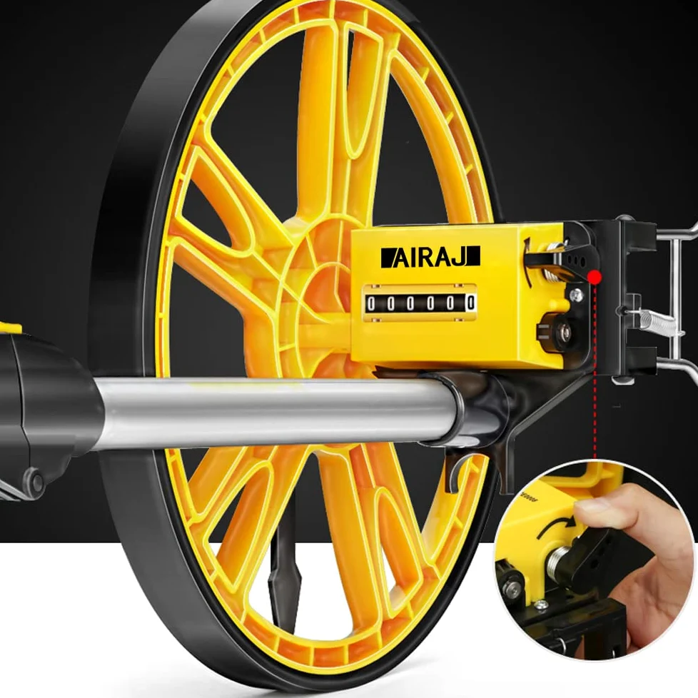 AIRAJ Rueda de medición plegable de, rueda de medición de precisión, medidor de distancia, 99.999,9 m, medición métrica de rueda y cinta, bolsa de transporte (plegable)