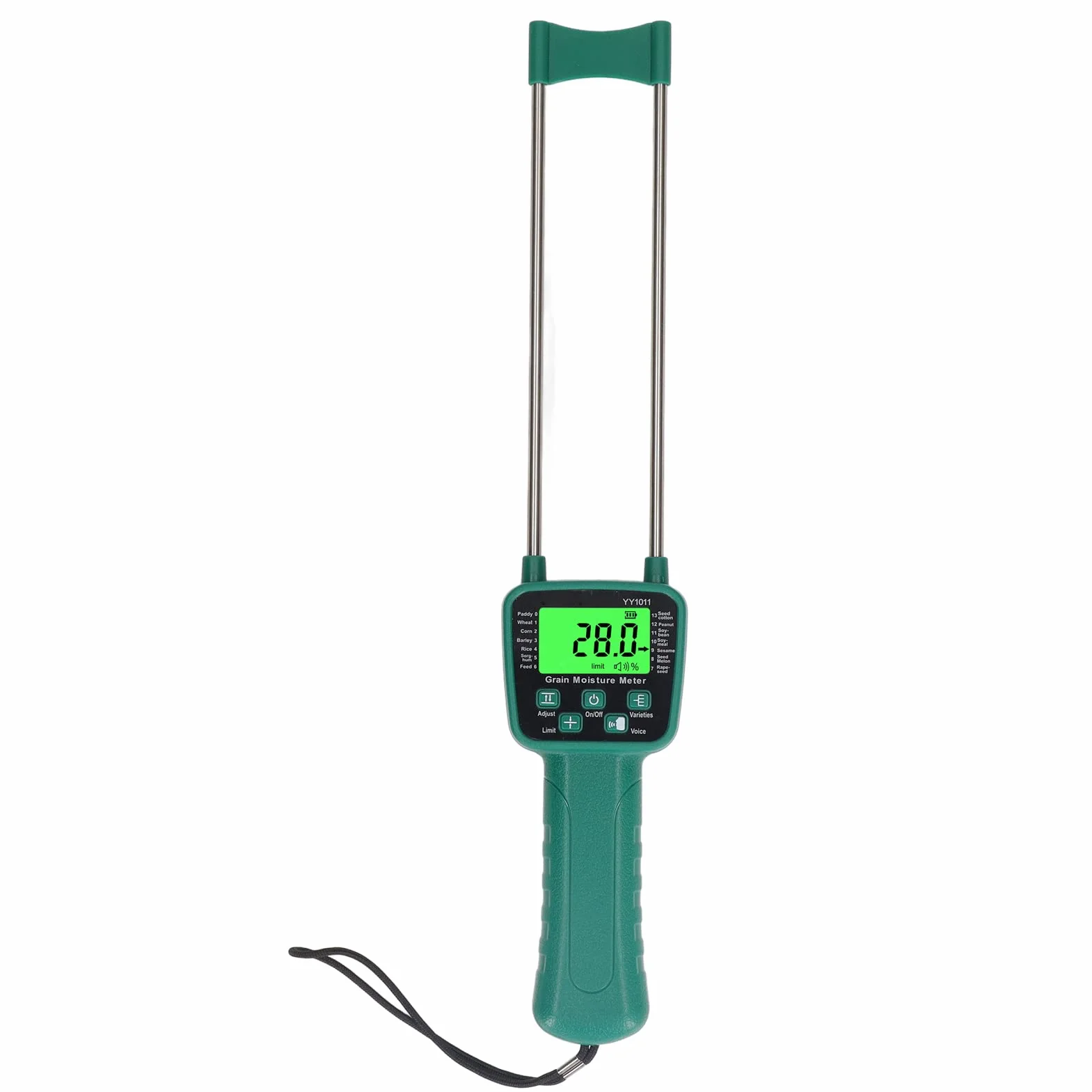 Medidor de Humedad de Granos, Pantalla LCD Clara Medidor de Humedad de Granos Portátil con Transmisión de Voz, Medidor Digital de Humedad de Fibra de Heno para Cereal Maíz Soja