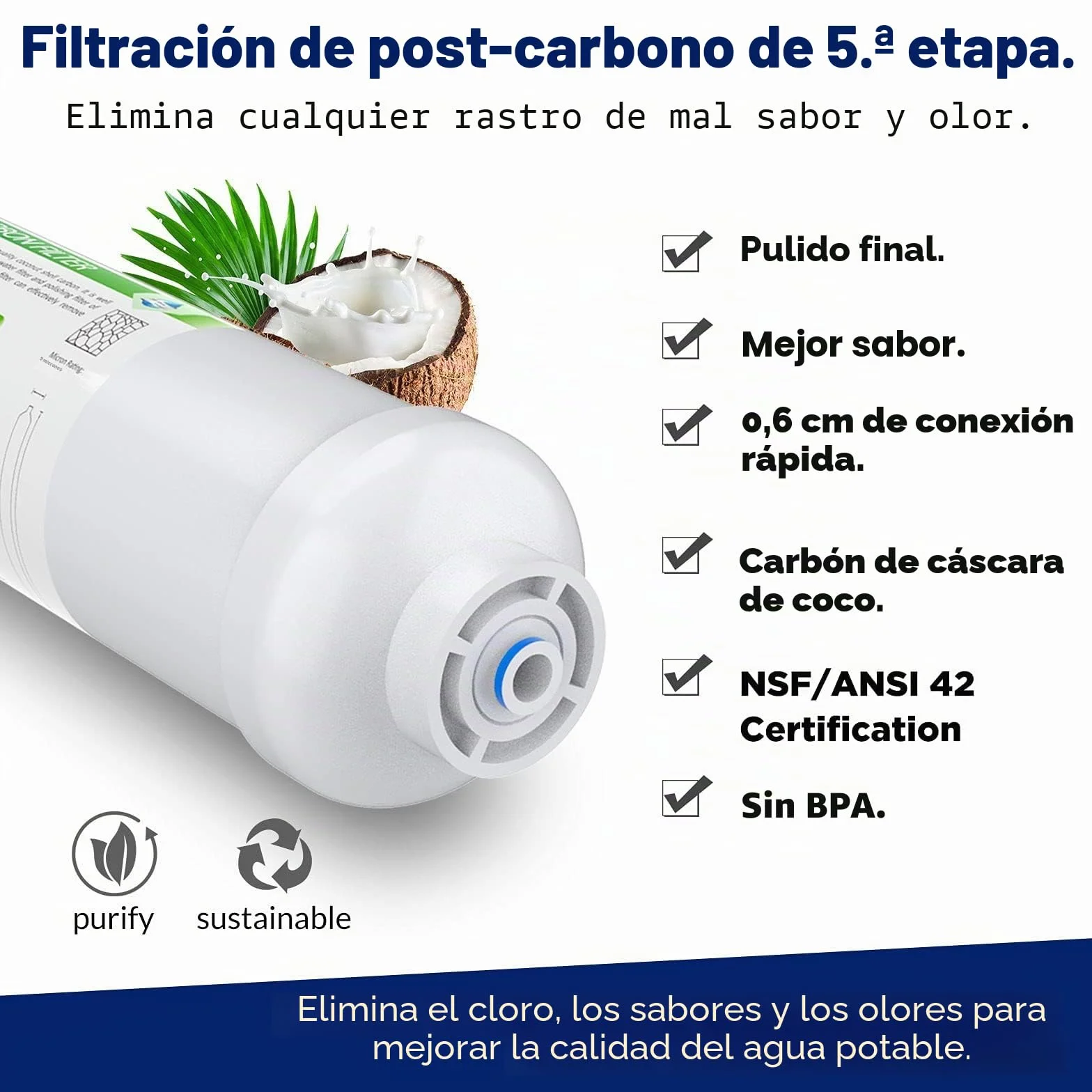Membrane Solutions Filtros de Osmosis Inversa de 5 Etapas Universales con Membrana 75 GPD