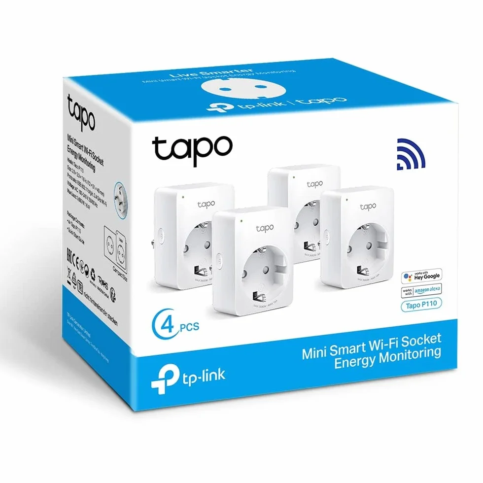 Tapo P110 Mini Enchufe Inteligente Wi-Fi 4 Paquetes Monitoreo Energía Compatible Alexa Google Home