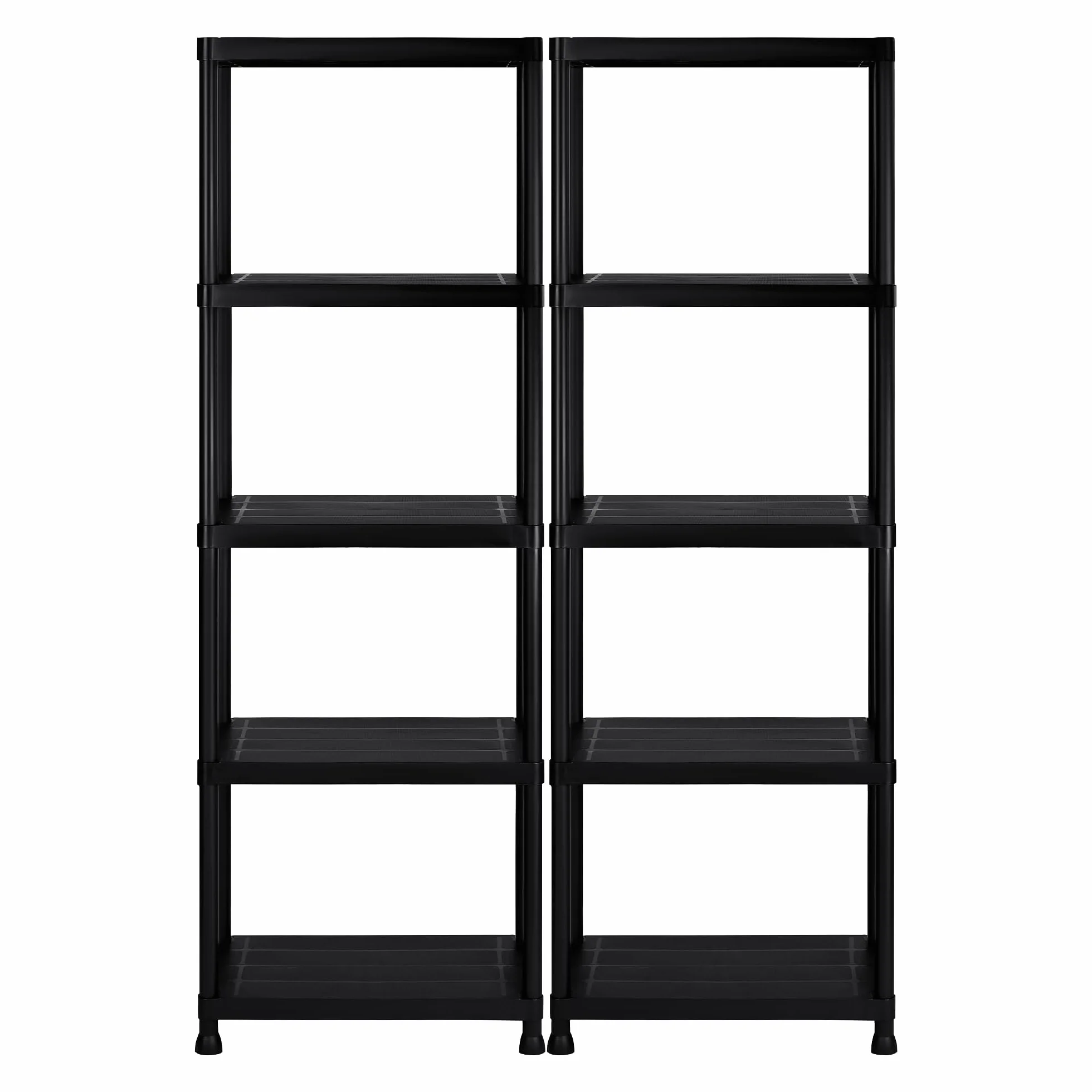 Pack 2 estanterías de plástico modulares 170x60x30 cm con 5 baldas Resistentes Cada una | Almacenaje Ideal para Interior y Exterior: Garaje, trastero, jardín, Oficina | Montaje sin Herramientas