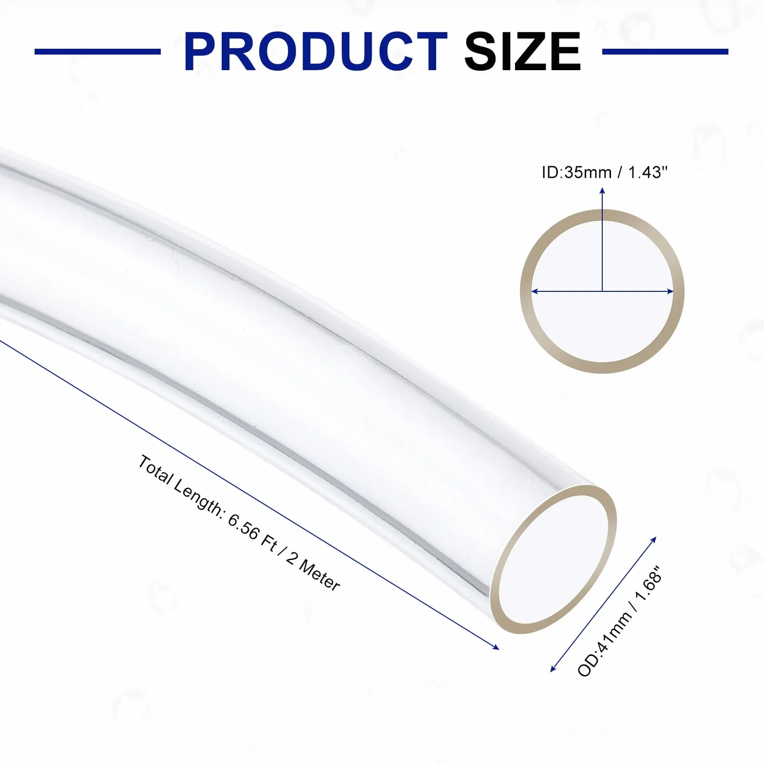 QUARKZMAN Tubo Flexible de PVC, 35mm de ID x 41mm de OD - 2 Metros de Largo Tubos de Agua de Vinilo Transparente, Tubería de Agua Plástico Ligero y Flexible para Tanque y Acuario