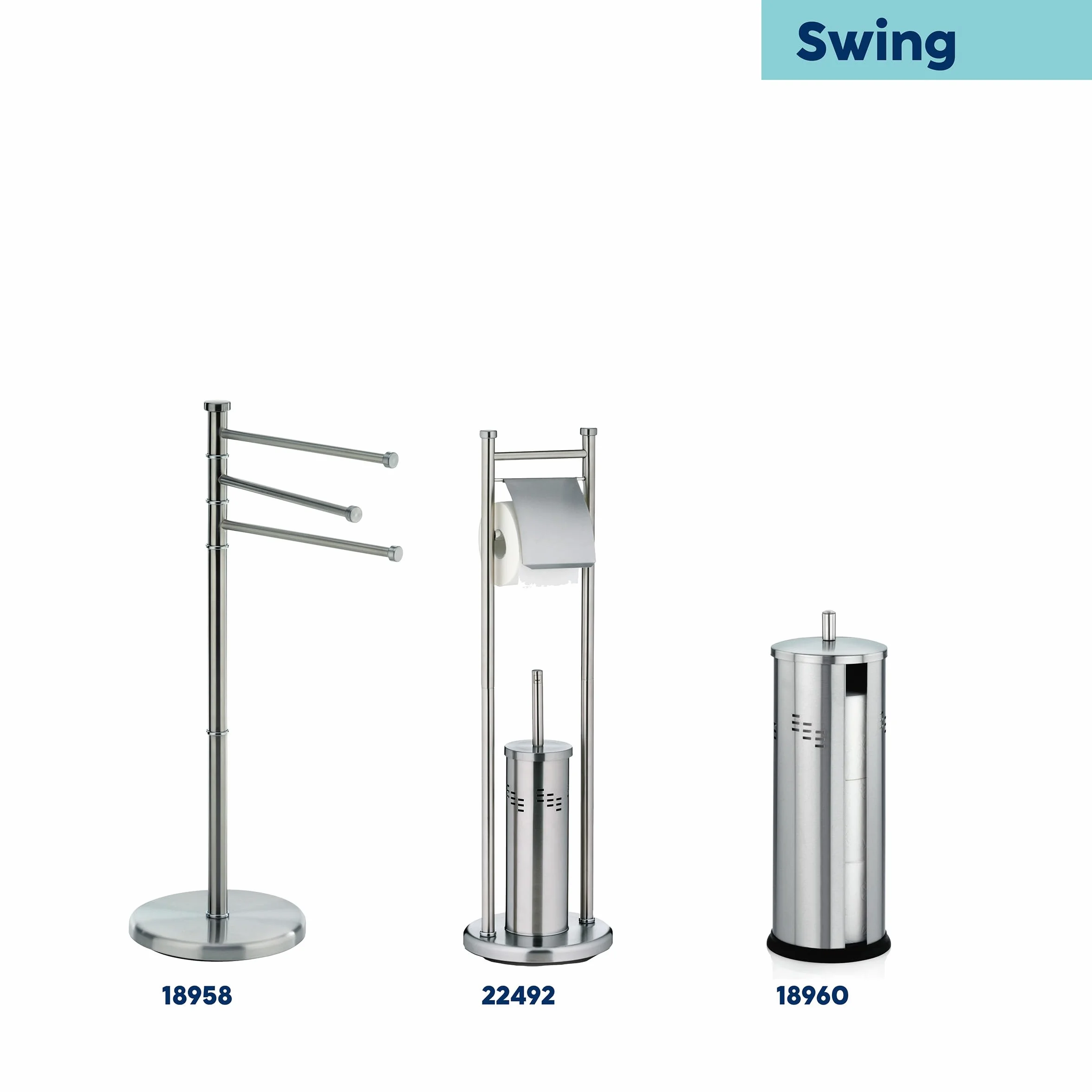 Kela Toallero de pie giratorio 85,5 cm 3 barras acero inoxidable mate SWING