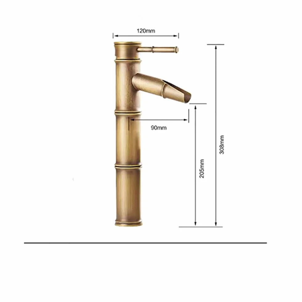 Grifo de baño, grifo de lavabo de bronce retro, grifo de un solo orificio de agua fría y caliente, adecuado para diámetros interiores de 32 mm a 40 mm