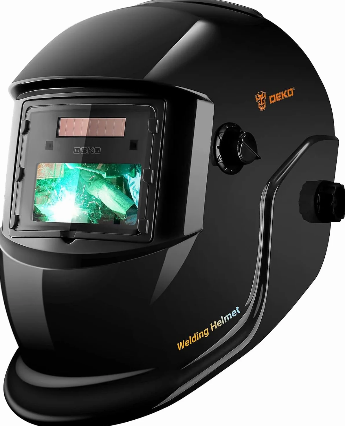 DEKO Careta Soldar de Color Verdadero, Grande Pantalla Grande Casco de Soldador Oscurecimiento Automático Energía Solar, Trabajar Largas Horas, Batería Intercambiable
