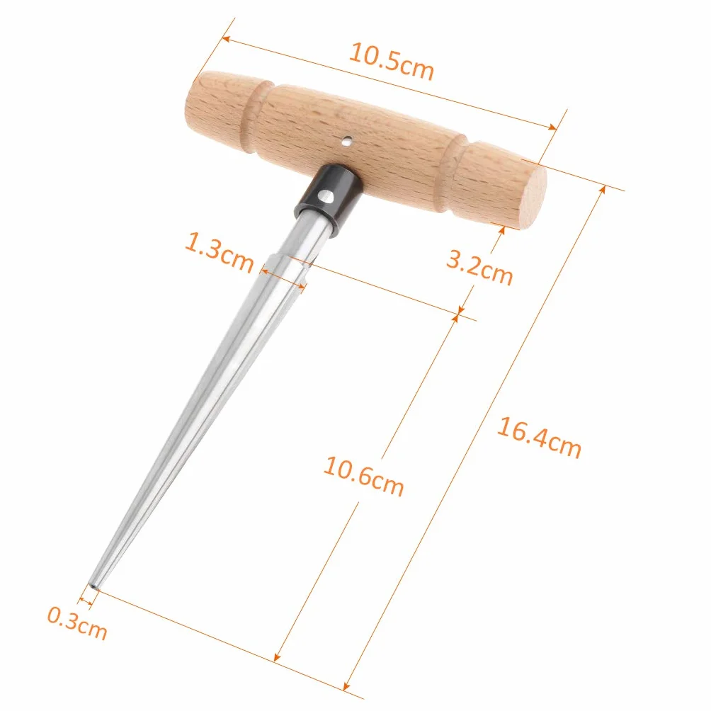Alnicov Escariador cónico de mano de madera con mango en T cónico de 4 chaflanes estriados para guitarra, herramienta de corte para carpintería