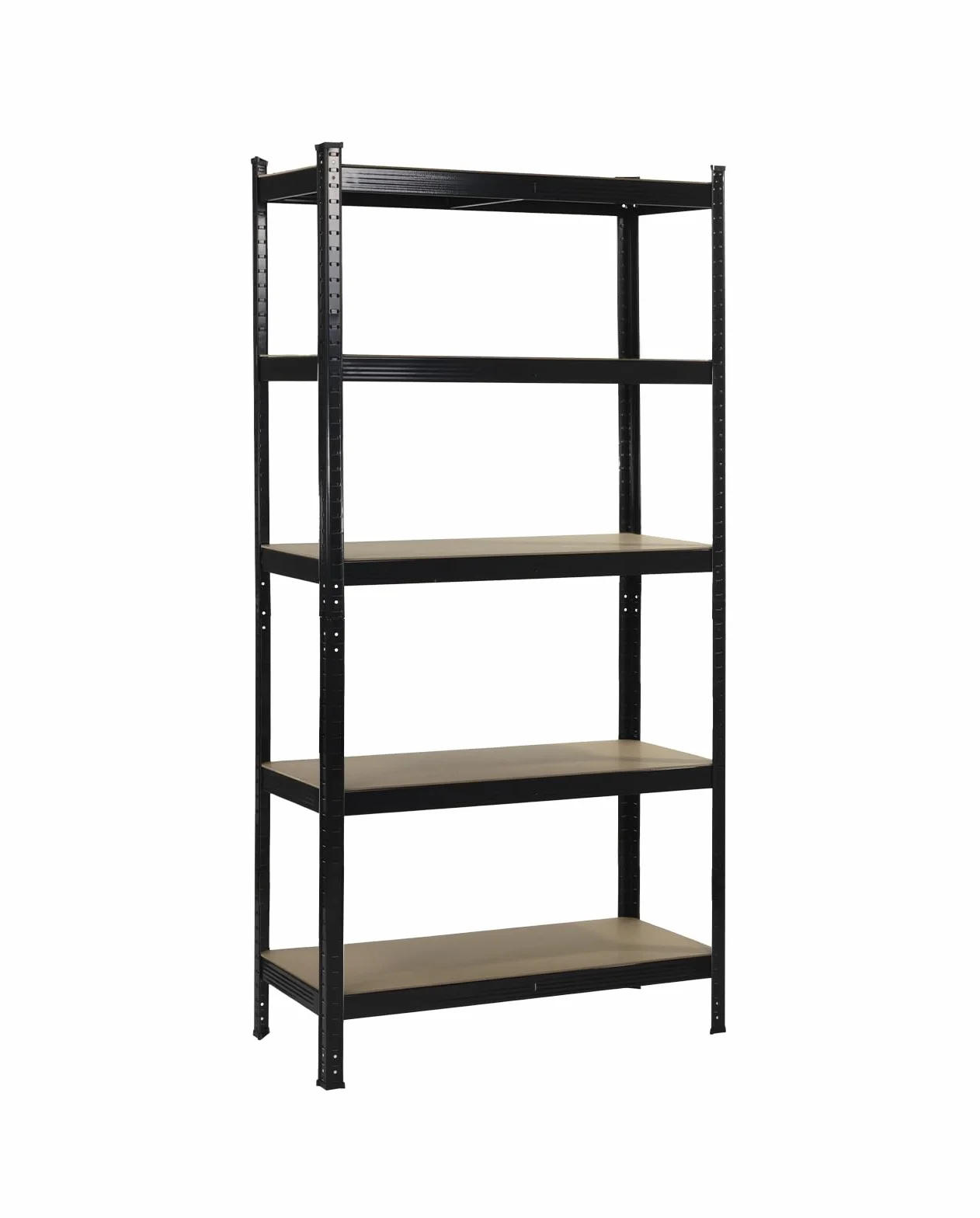 Estantería Metálica de Almacenaje Acero Galvanizado + 5 baldas MDF Ajustables - 180x90x40 cm - Capacidad 875 kg - Sin Tornillos - Garaje, Almacén, Trastero (Negro)