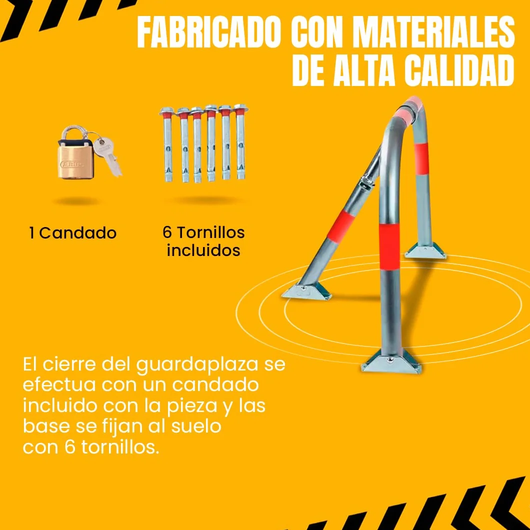 Valla de Parking Cepo Guardaplazas Modelo Eco-M Bloqueo Manual con Candado Bandas Reflectantes