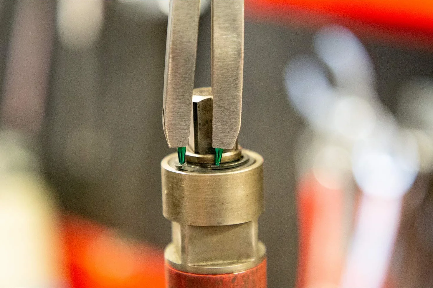 KS Tools 500.7035 Alicates de seguridad de doble articulación para anillos de seguridad interiores, con puntas intercambiables