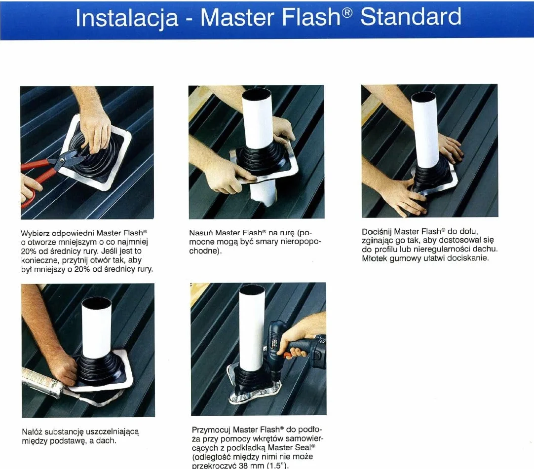 MASTER FLASH® Estándar #8 Junta de EPDM flexible de paso de techo Brida antiingreso Resistente a la temperatura Protección de chimeneas Paneles de cables de tubería (171-431 mm) (SQ801BA-SET)