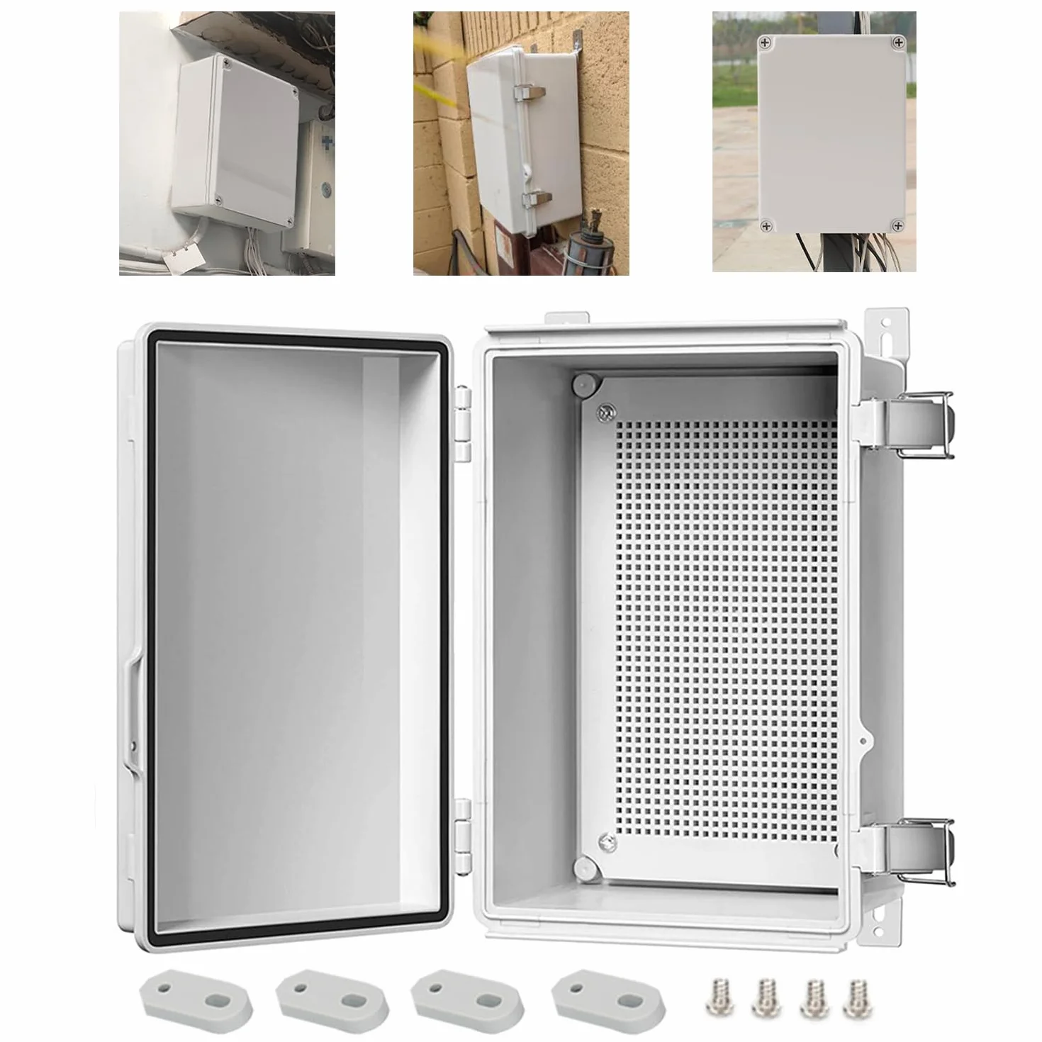 Armario Eléctrico Exterior,Armario De Plástico Abs,30x20x15cm,Cajas Eléctricas Exteriores Impermeables,Ip67 Carcasa Industrial Para Montaje En Pared,Apto Para Uso En Exteriores,Color Gris