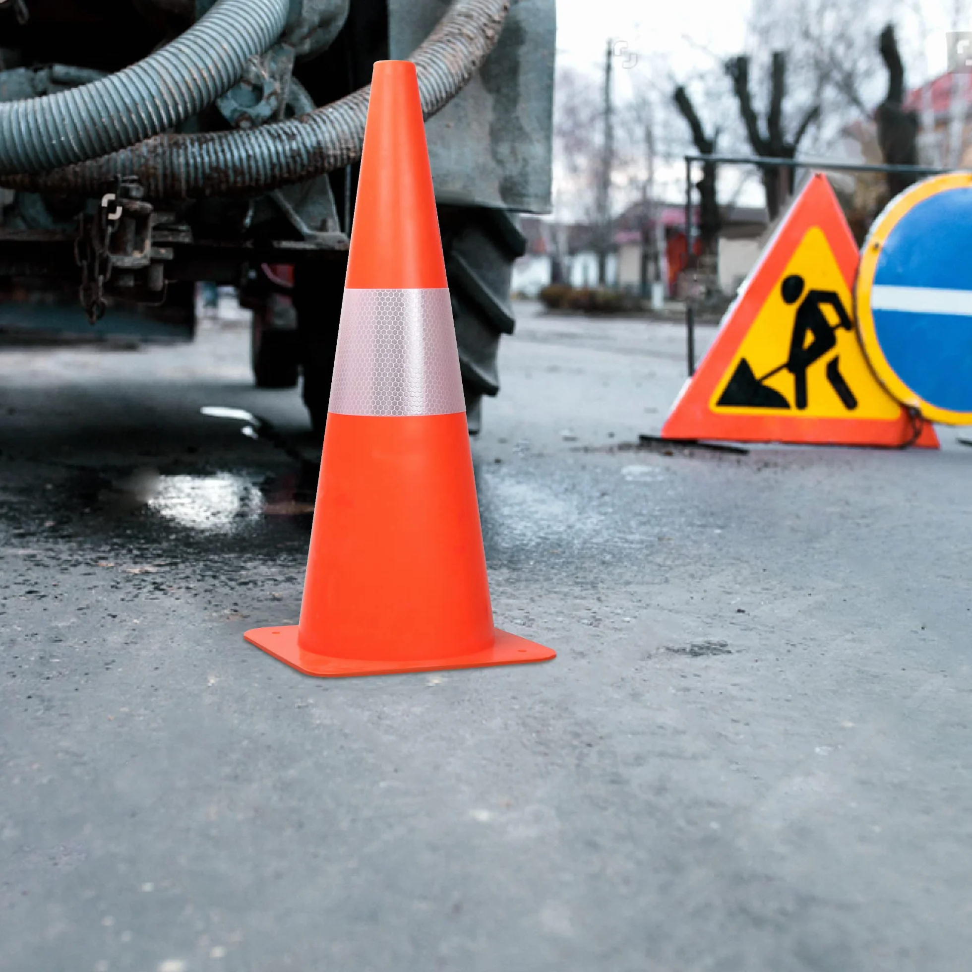Conos de Advertencia de 38 cm, 4 Conos de Tráfico Apilables para Exteriores